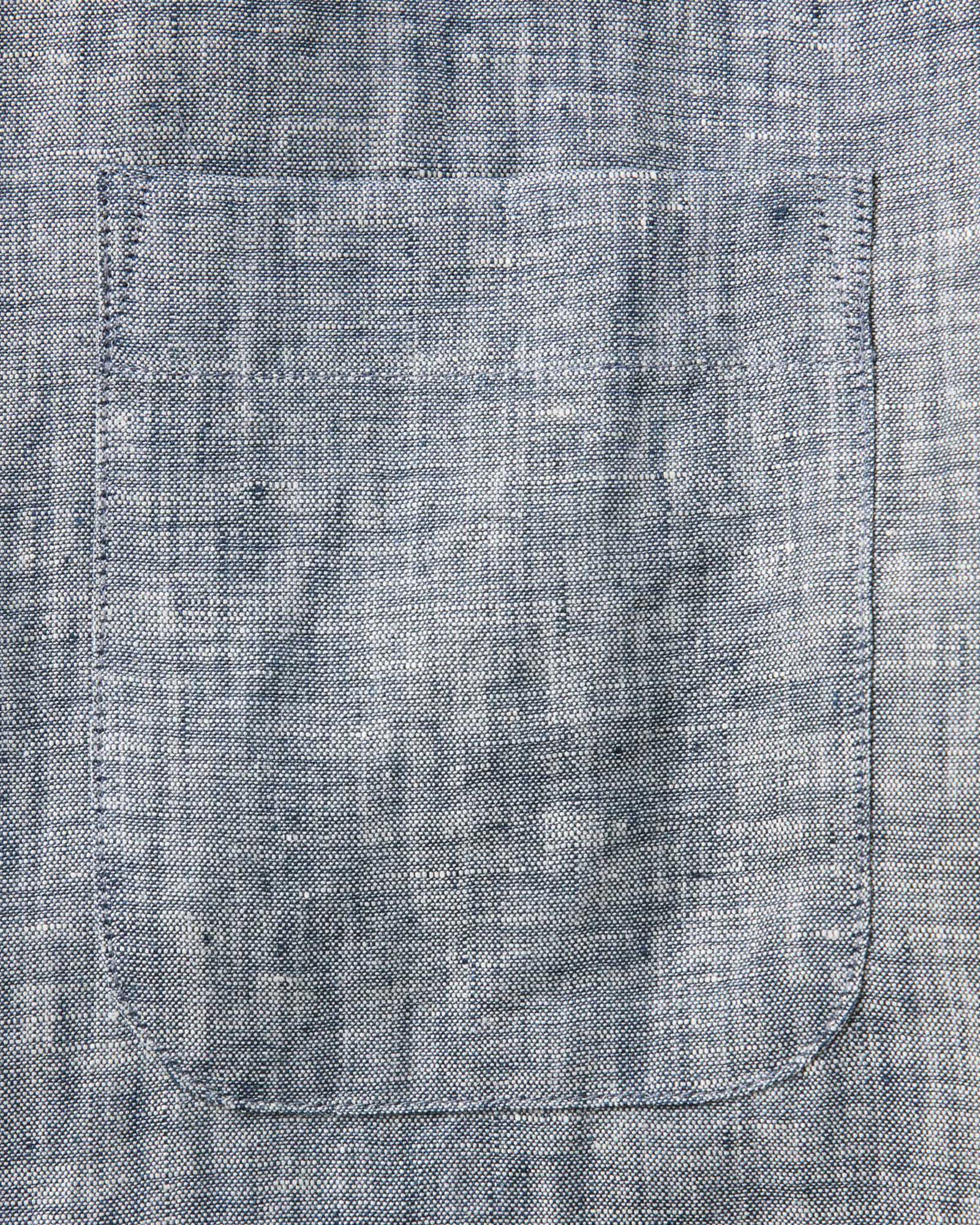 material shot of the pocket on The Jack in Ocean Linen, Wovens by Taylor Stitch