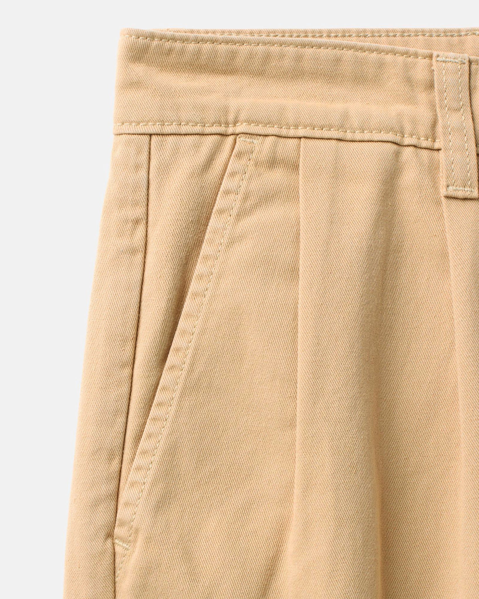 material shot of the pocket on The Pleated Short in Organic Field Khaki Twill, Bottoms by Taylor Stitch