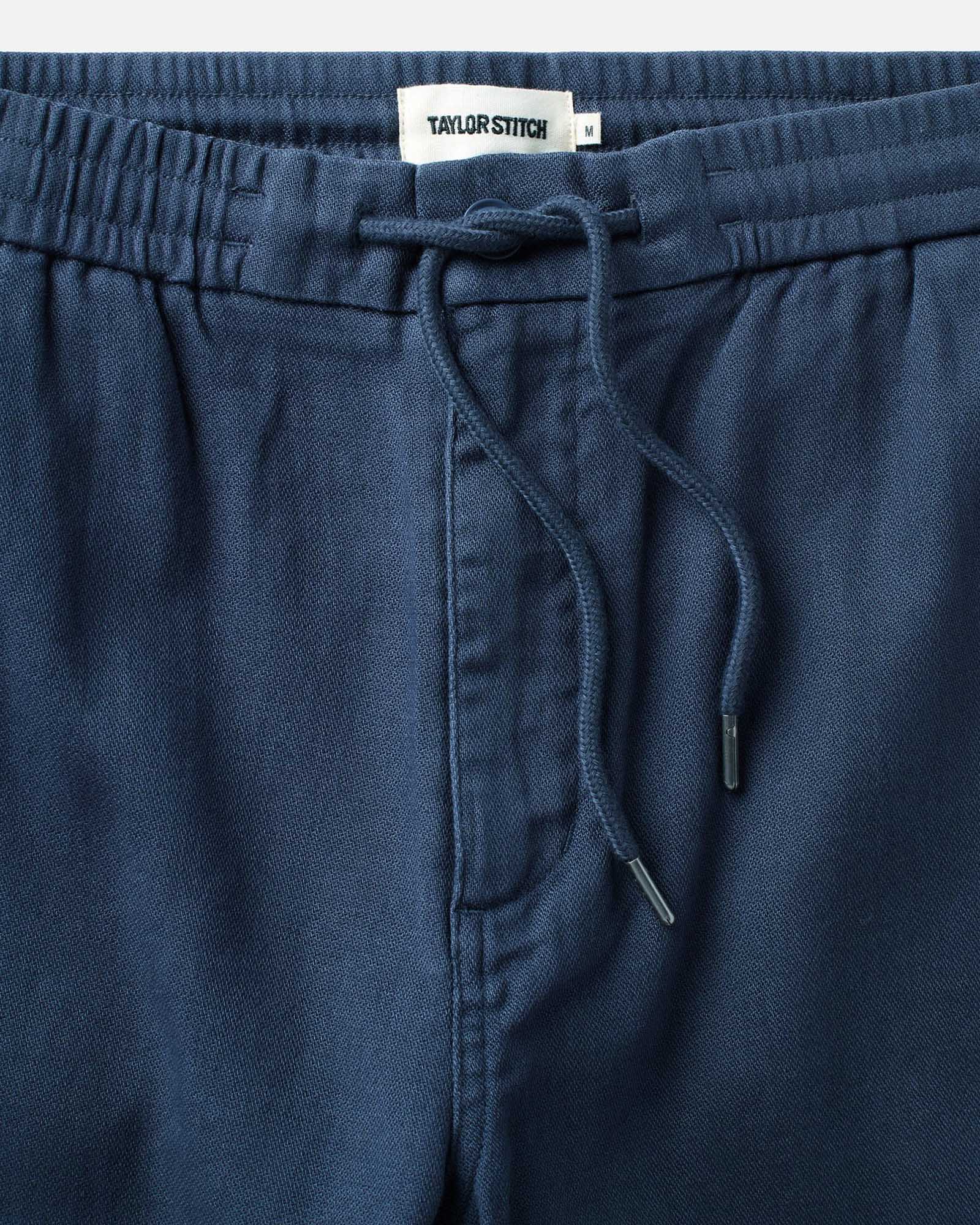 material shot of the waistband on The Roamer Pant in Navy Broken Twill, Bottoms by Taylor Stitch
