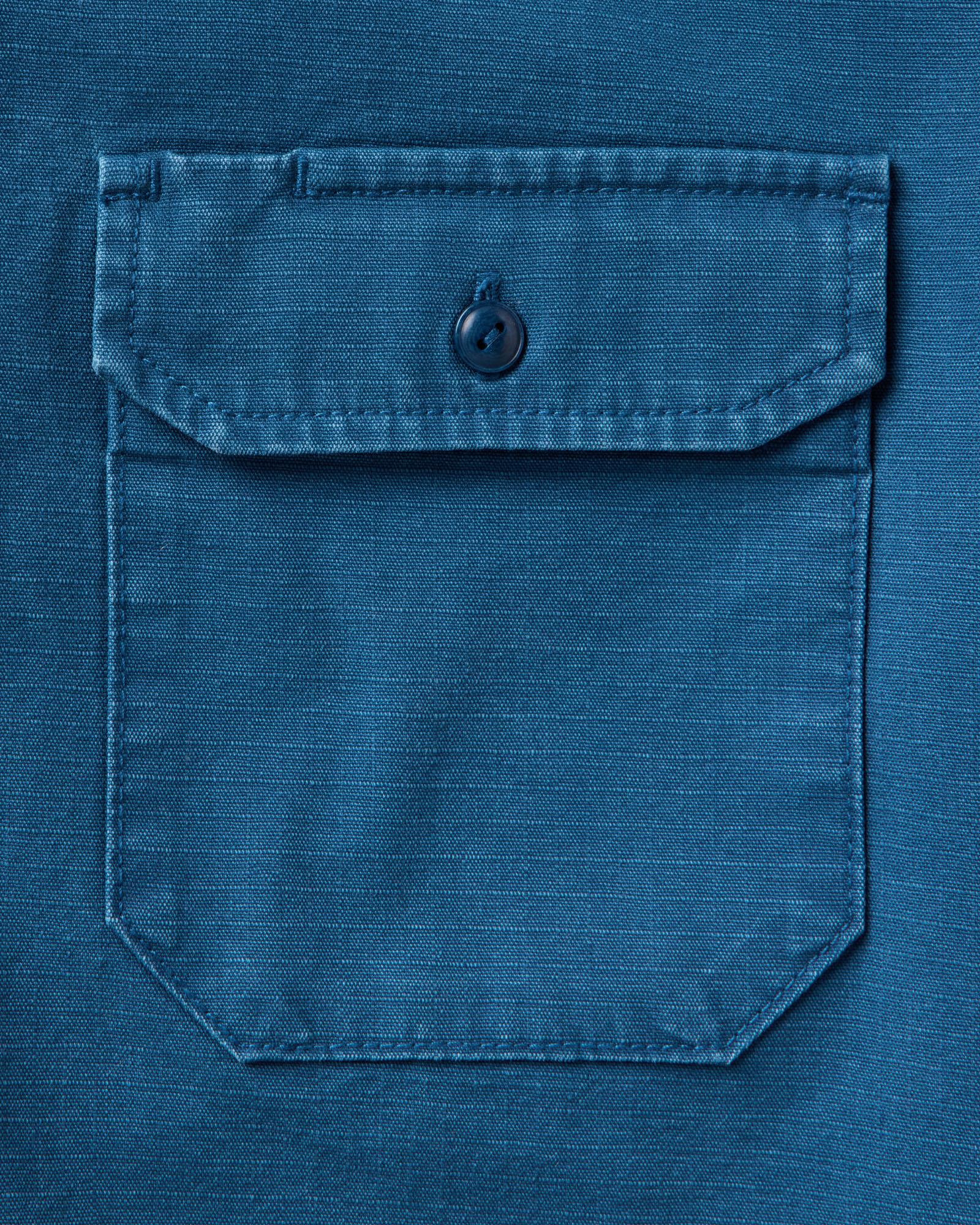 material shot of the pocket on The Short Sleeve Mechanic Shirt in Atlantic Ripstop, Wovens by Taylor Stitch