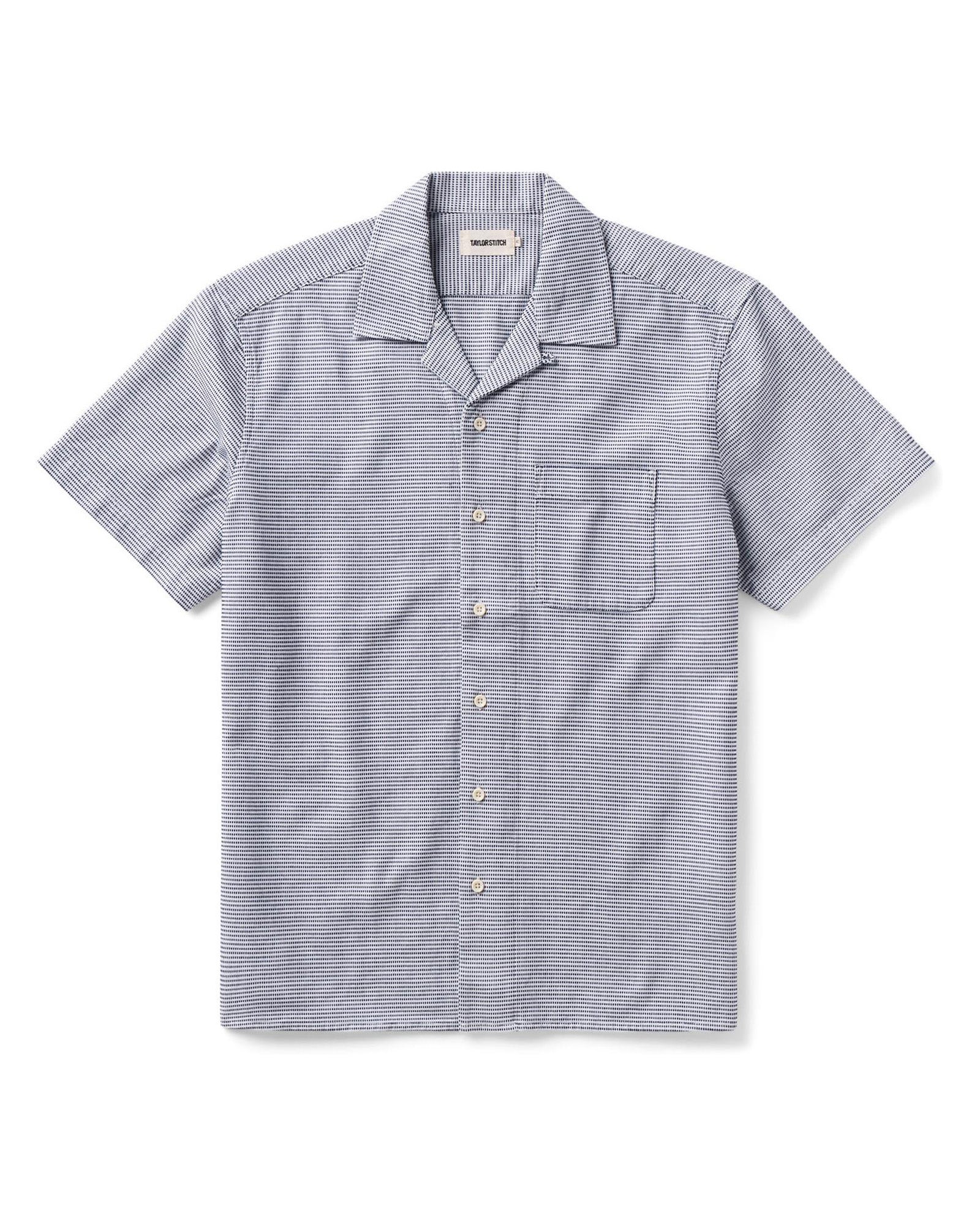 flatlay of The Hawthorne Shirt in Blue Pin Dot Dobby, Wovens by Taylor Stitch