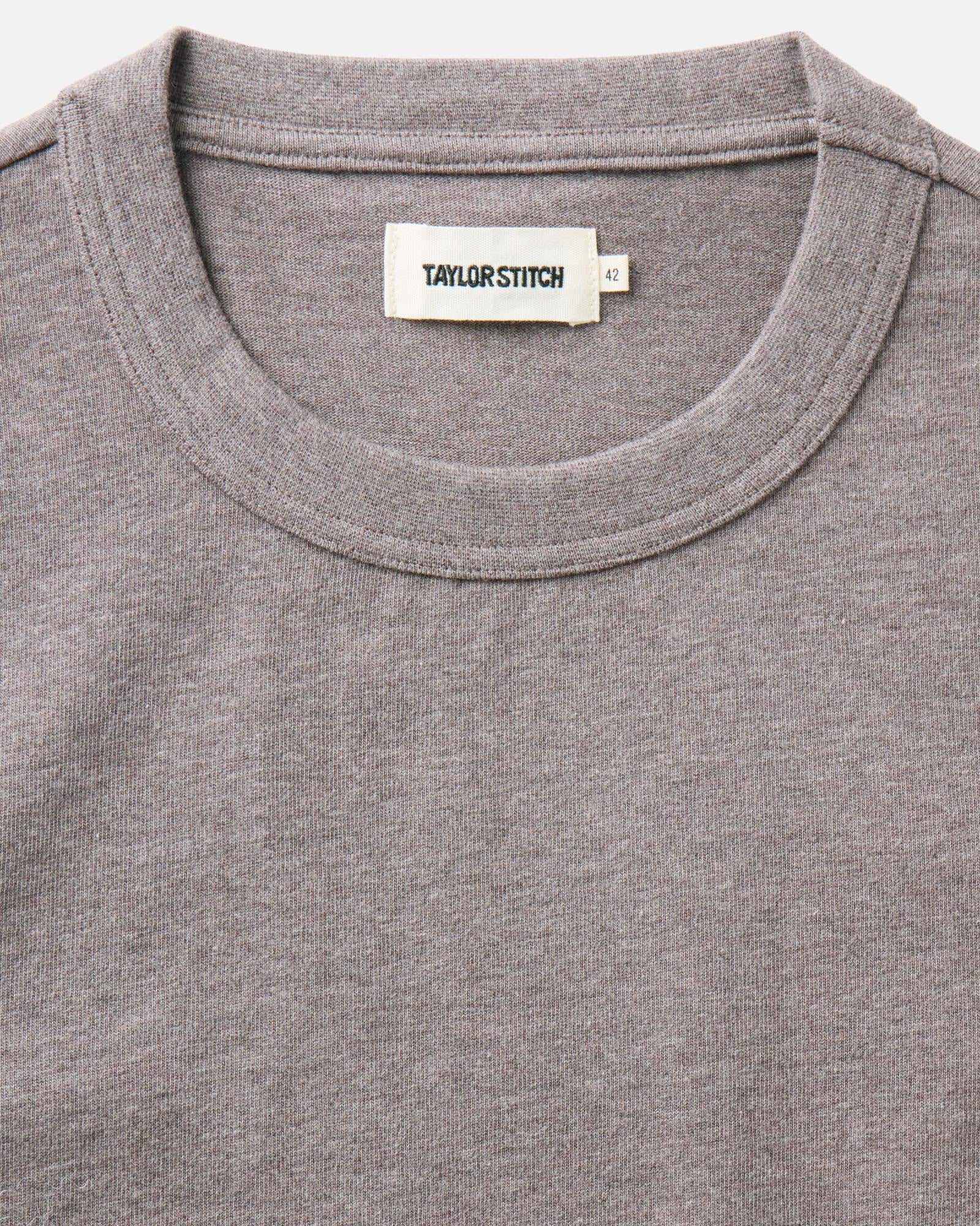 material shot of the collar on The Organic Cotton Shop Tee in Plum Twist, Knits by Taylor Stitch