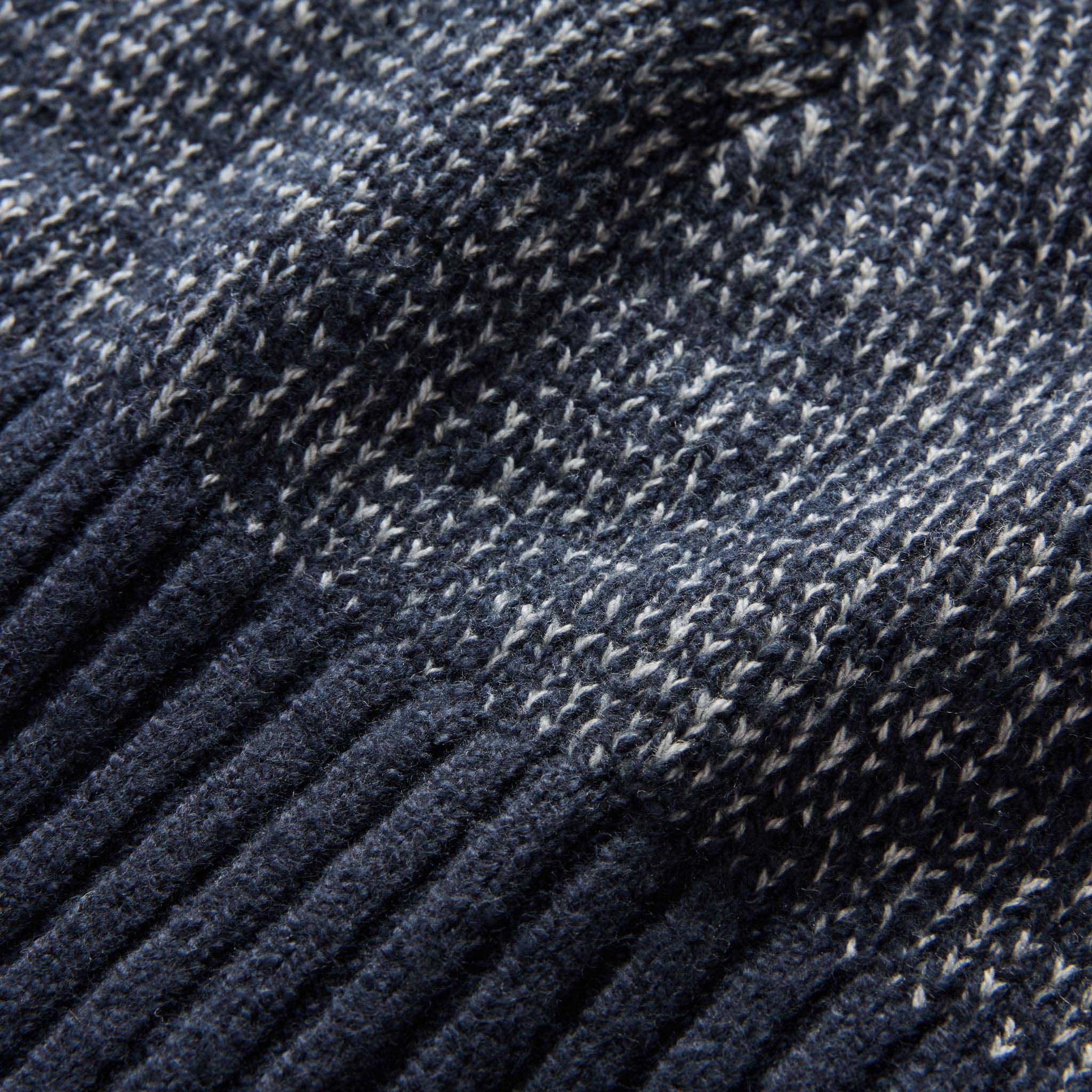 material shot of the yarn on The Headland Beanie in Dark Navy, Accessories by Taylor Stitch