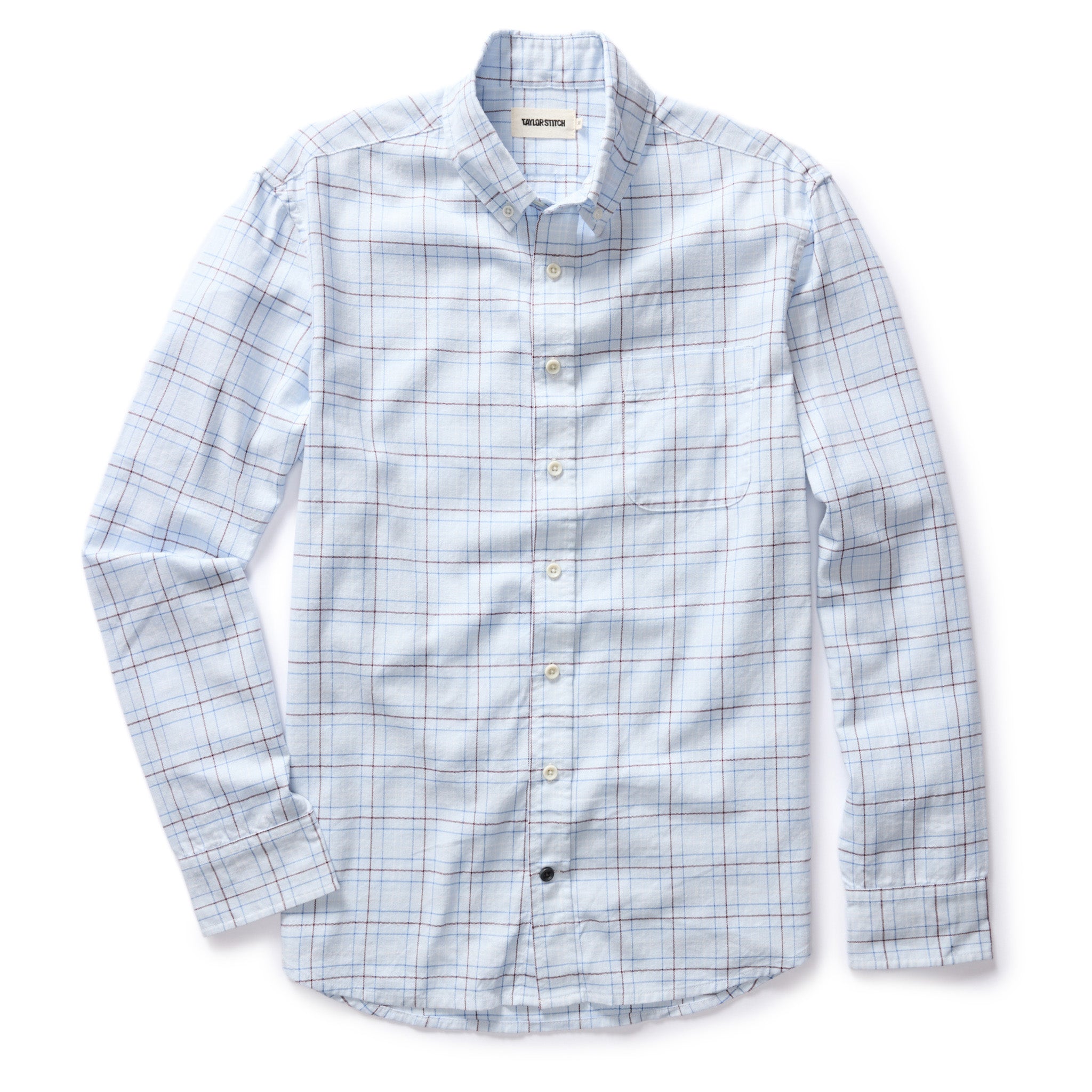 flatlay of The Jack in Blue Fade Plaid, Wovens by Taylor Stitch