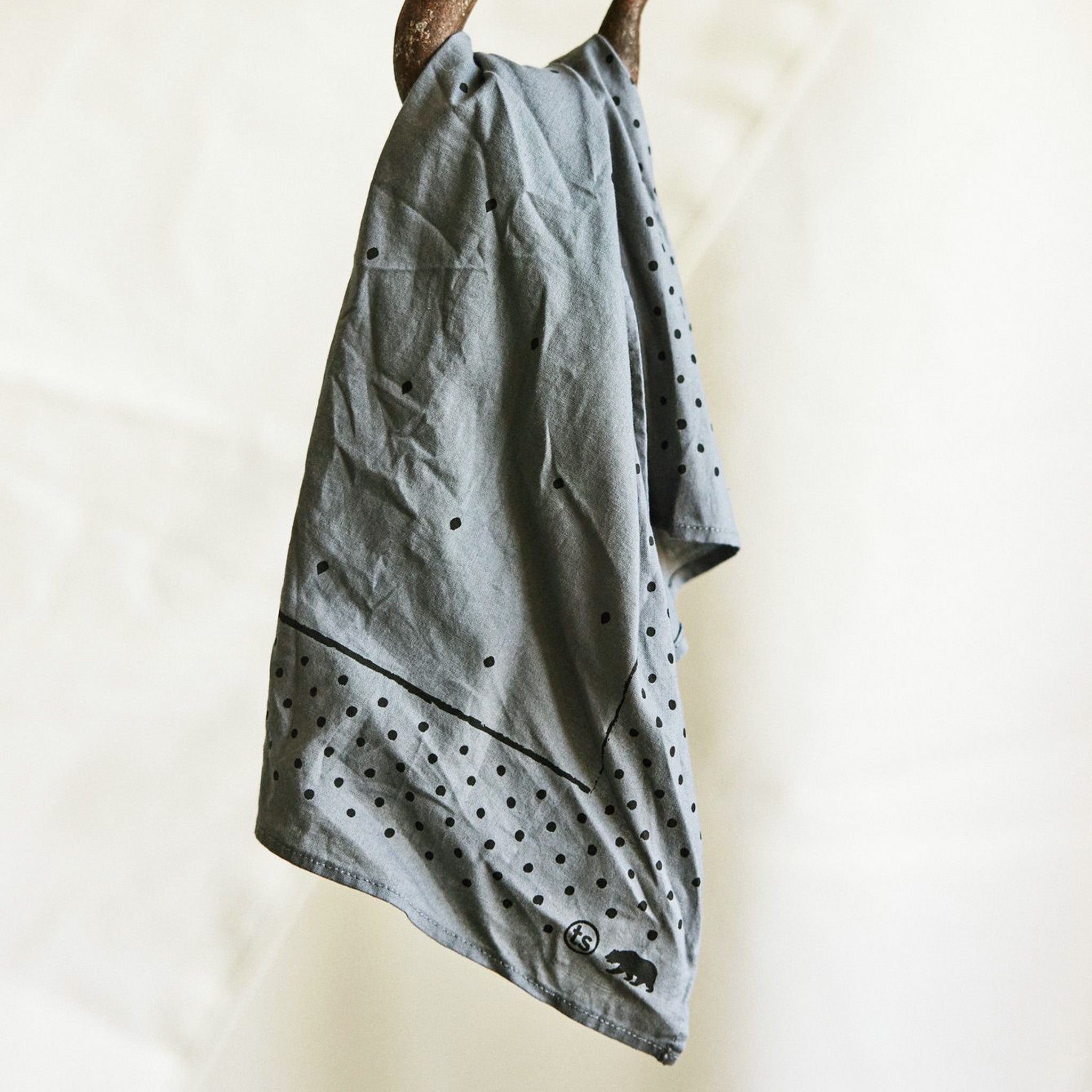 editorial image of The Bandana in Slate Blue hanging, Accessories by Taylor Stitch