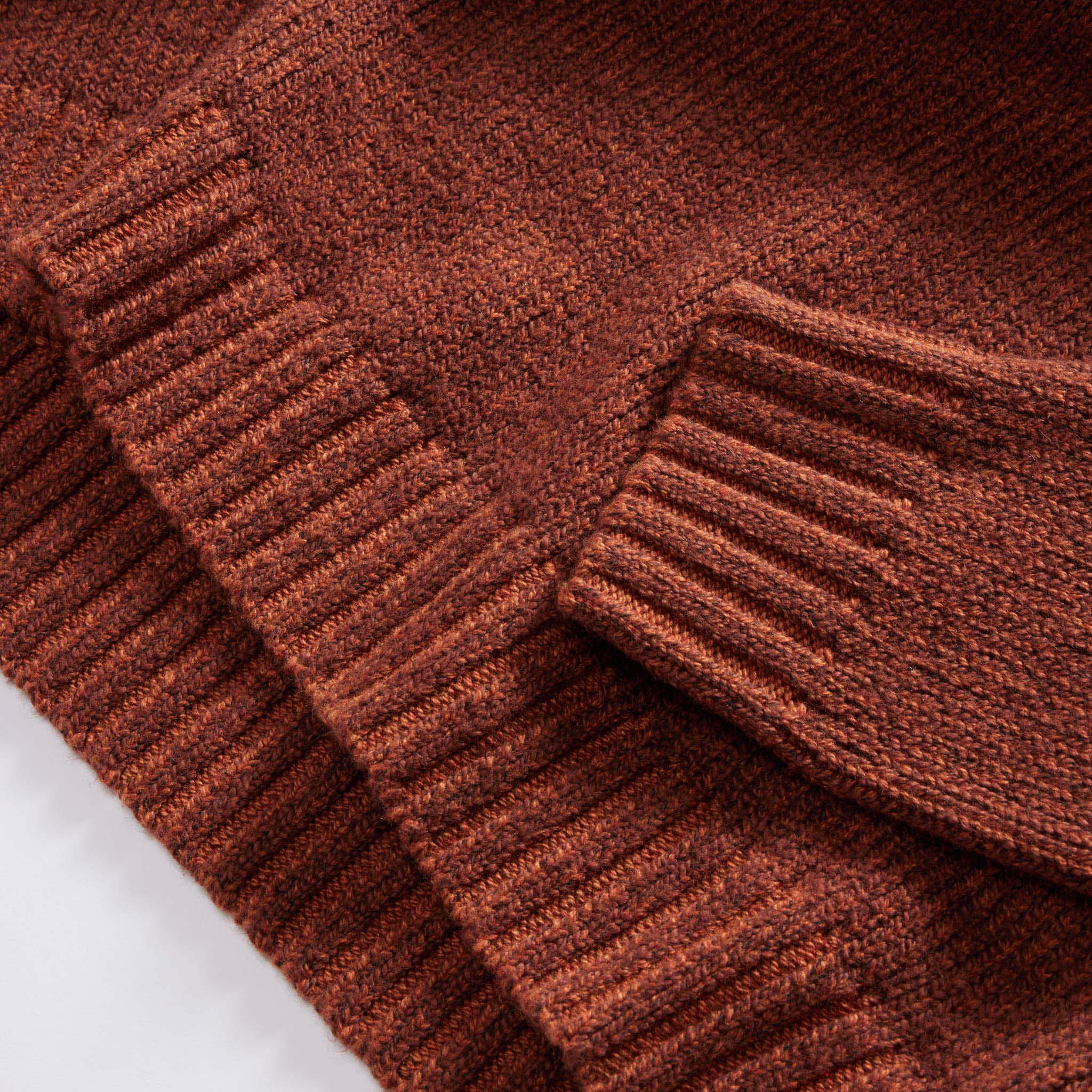 material shot of the ribbed hem on The Headland Sweater in Spiced Rum, Knits by Taylor Stitch