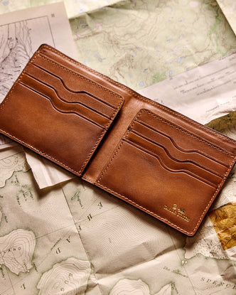 flatlay of the inner pockets on The Minimalist Billfold Wallet in Black