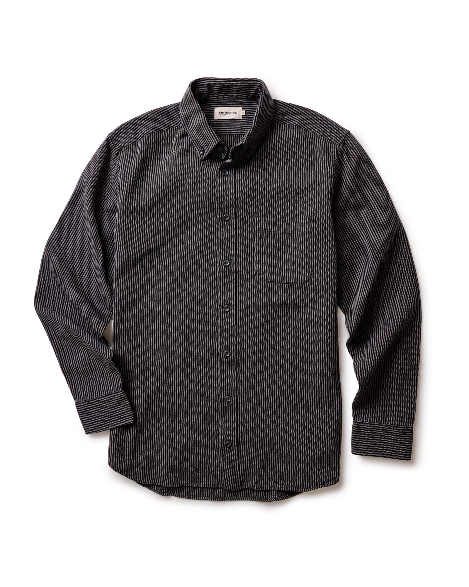 material shot of the buttons on The Jack in Roped Black Indigo, Wovens by Taylor Stitch