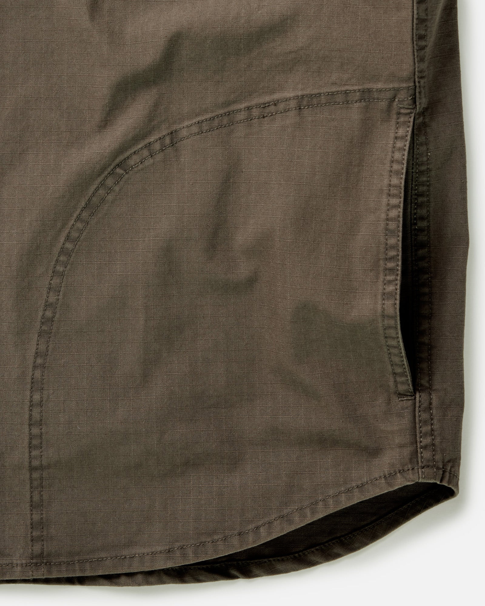 material shot of the pocket on The Field Overshirt in Mushroom Ripstop, Wovens by Taylor Stitch
