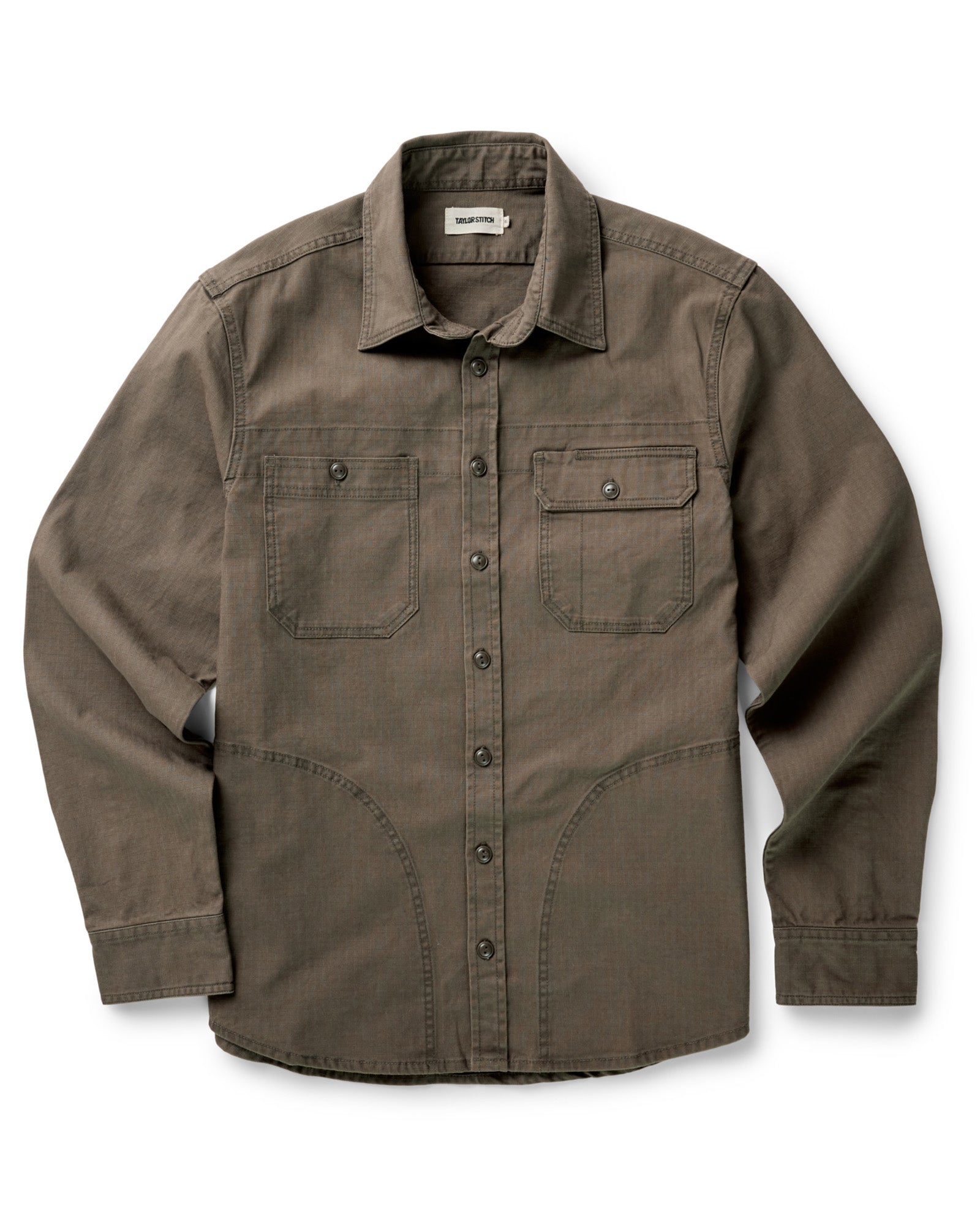 flatlay of The Field Overshirt in Mushroom Ripstop, Wovens by Taylor Stitch