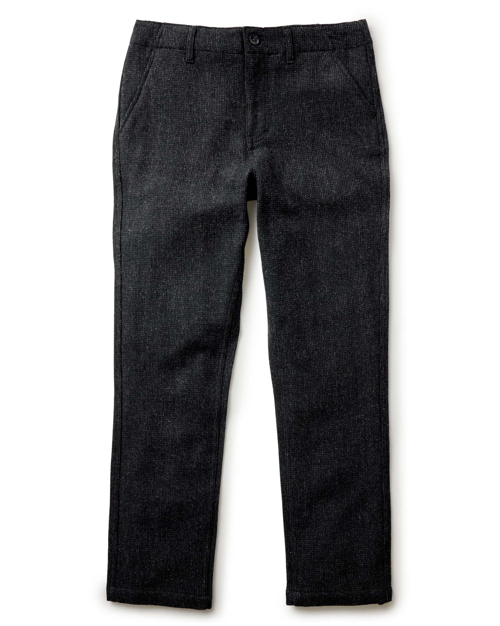 flatlay of The Carnegie Pant in Heather Charcoal Wool, Bottoms by Taylor Stitch