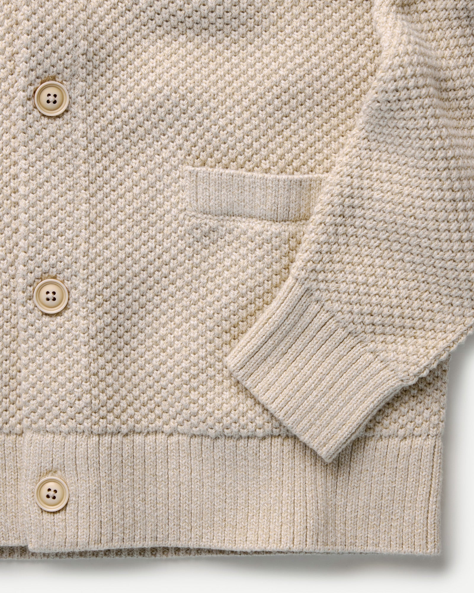 flatlay of The Crawford Cardigan Sweater in Marled Natural, Knits by Taylor Stitch