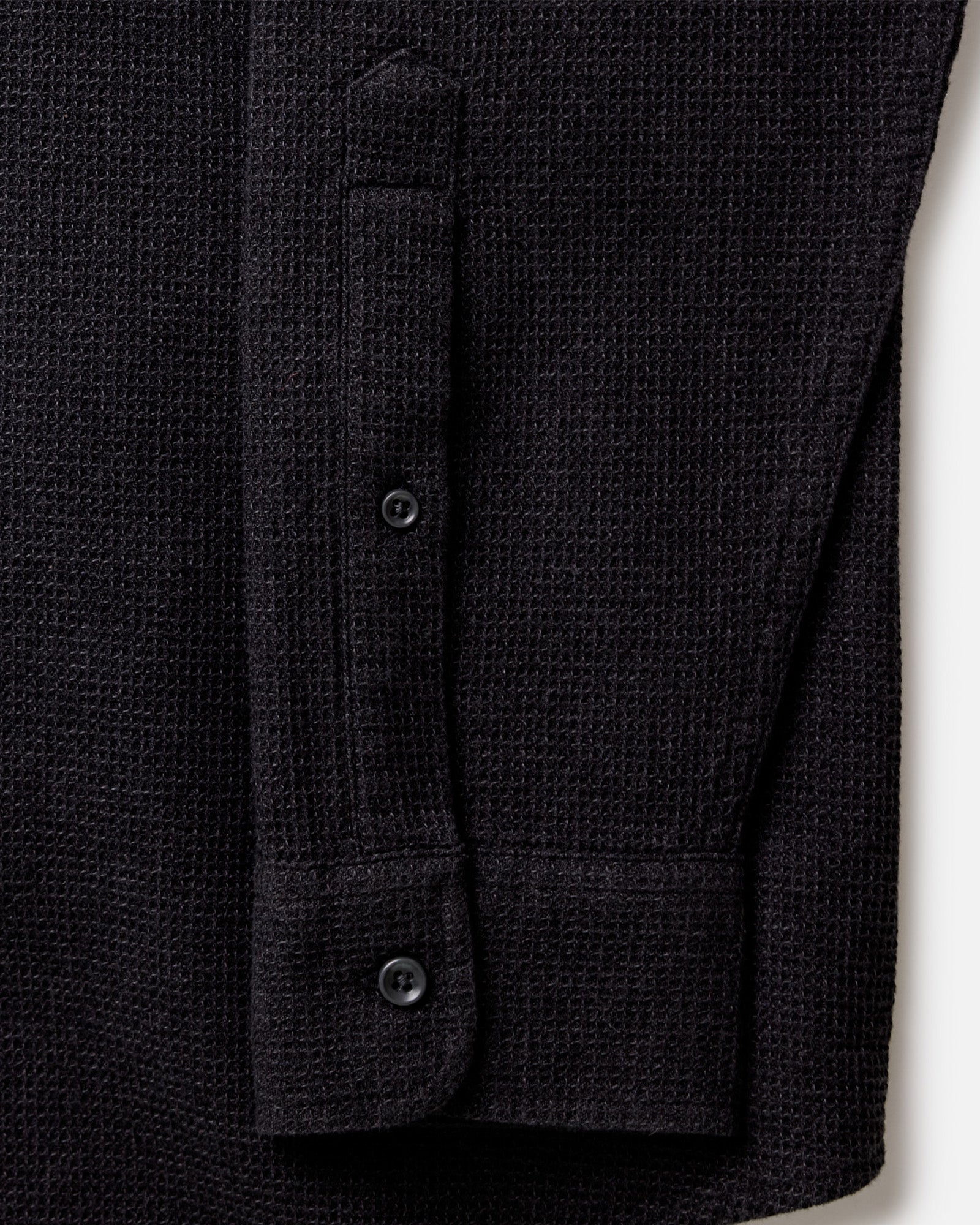 material shot of the cuff on The Jack in Coal Waffle, Wovens by Taylor Stitch