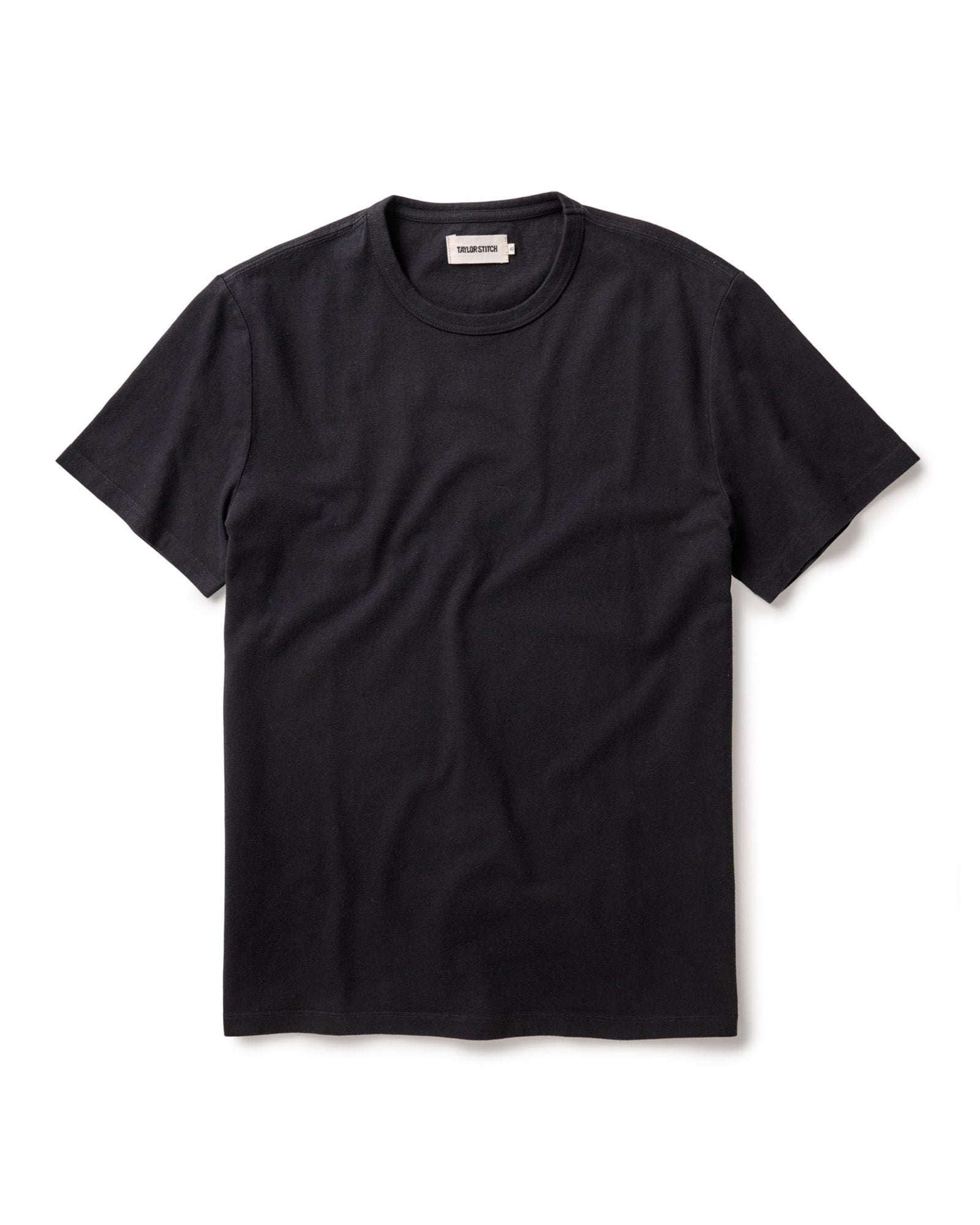 flatlay of The Organic Cotton Tee in Black, Knits by Taylor Stitch