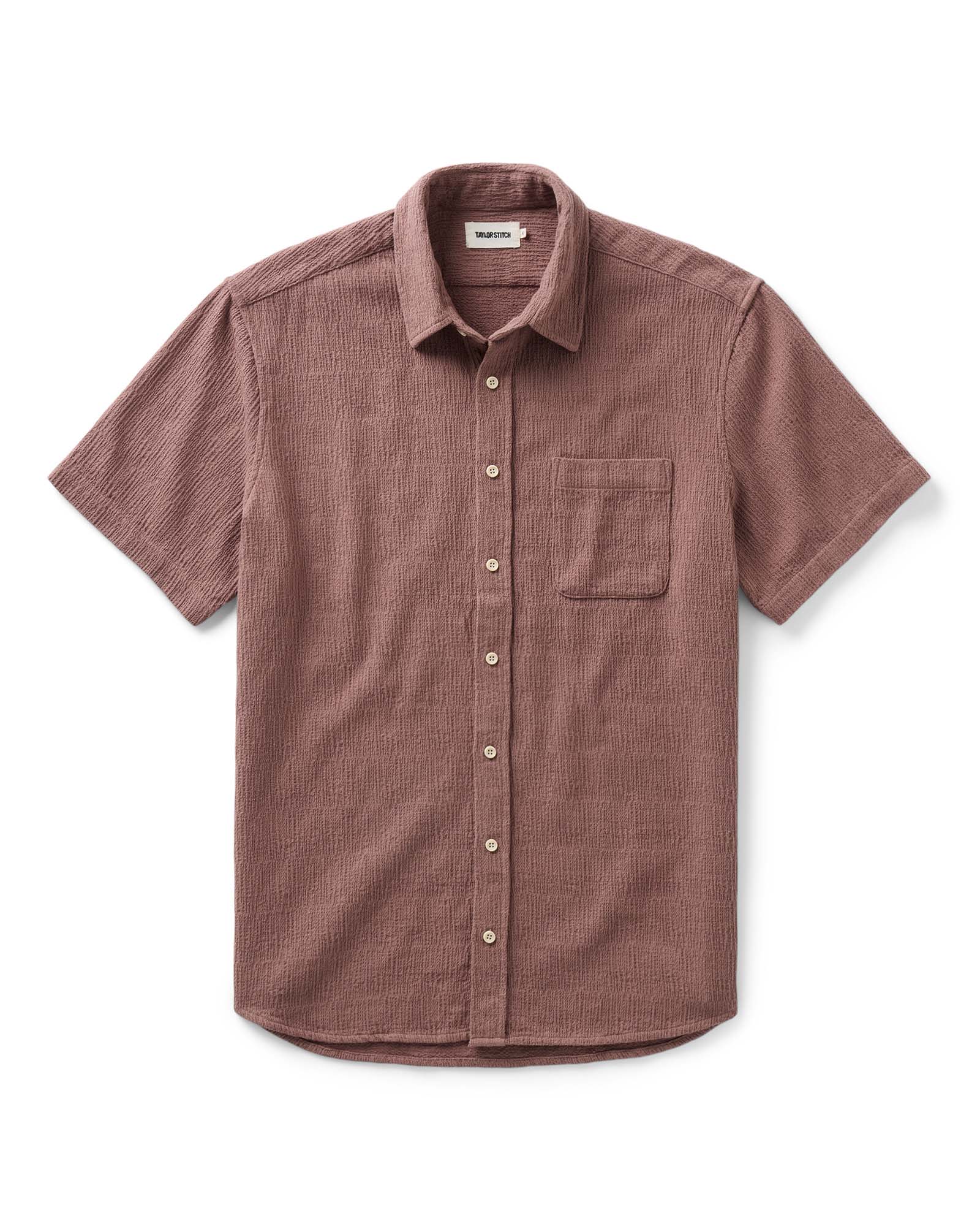 flatlay of The Short Sleeve California in Redwood Hacci, Wovens by Taylor Stitch