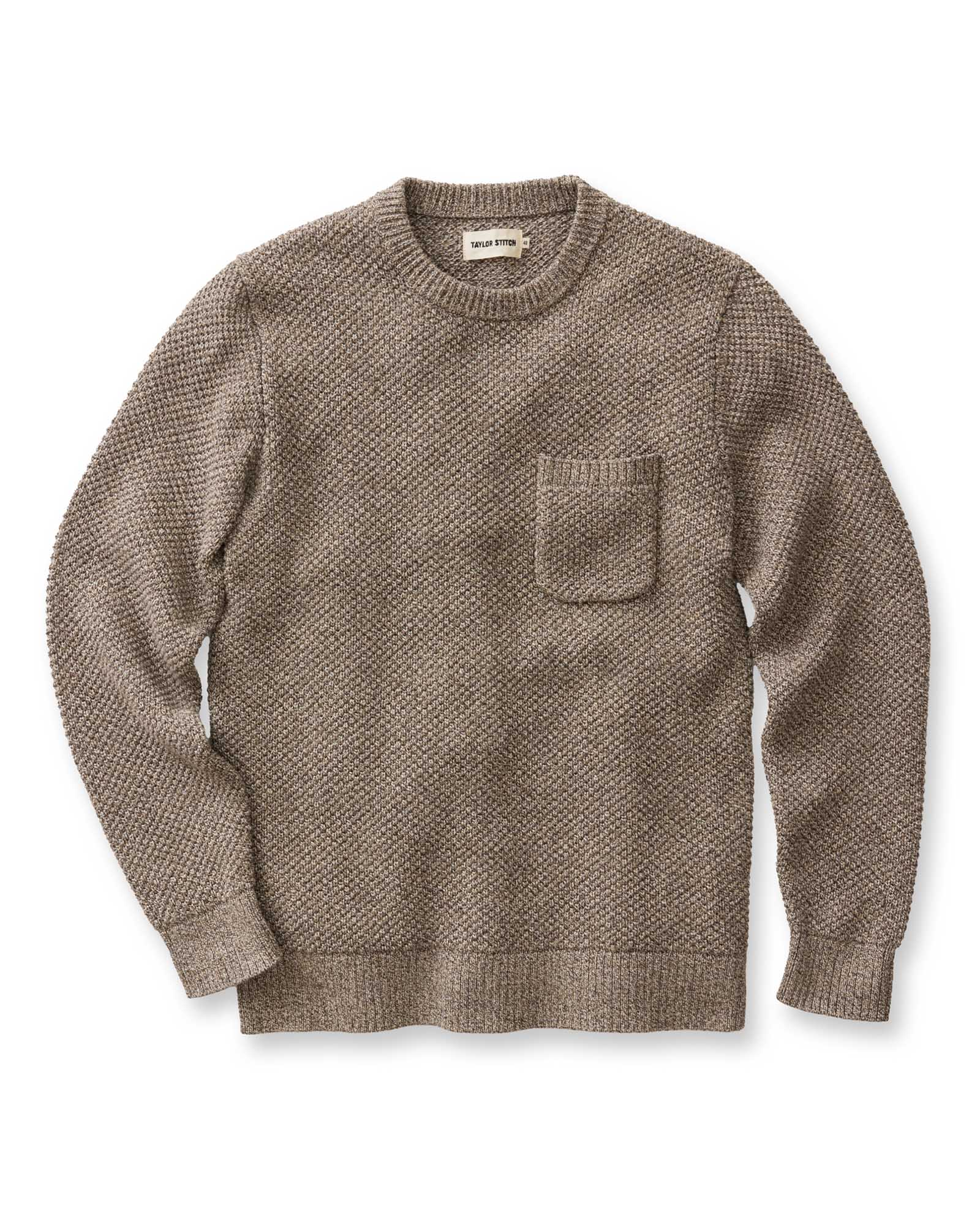 flatlay of The Crawford Crew Sweater in Coffee Twist, Knits by Taylor Stitch