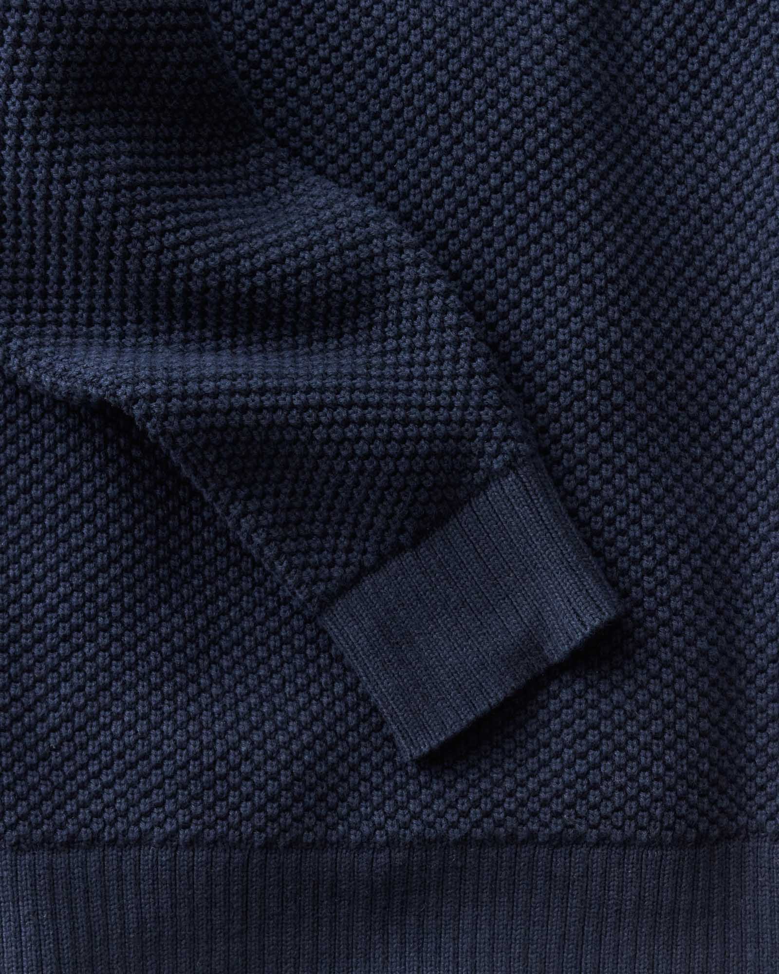 material shot of the sleeve on The Crawford Crew Sweater in Navy, Sweaters by Taylor Stitch
