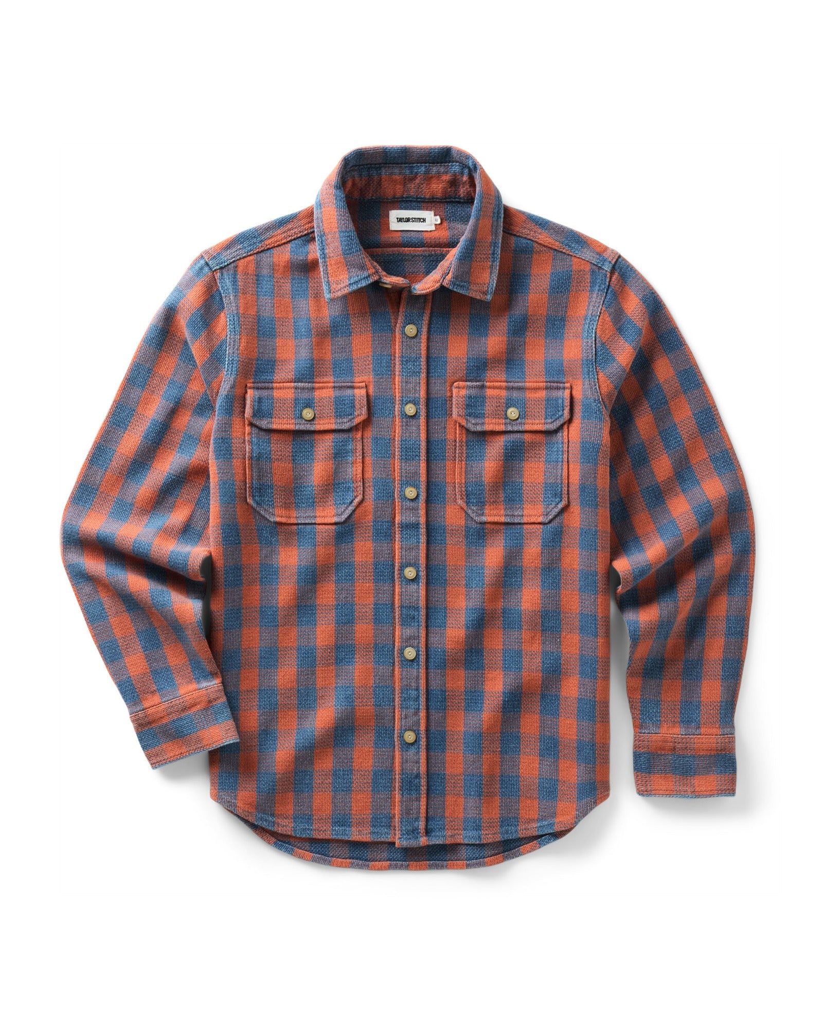 flatlay of The Division Shirt in Sunset Check, Wovens by Taylor Stitch