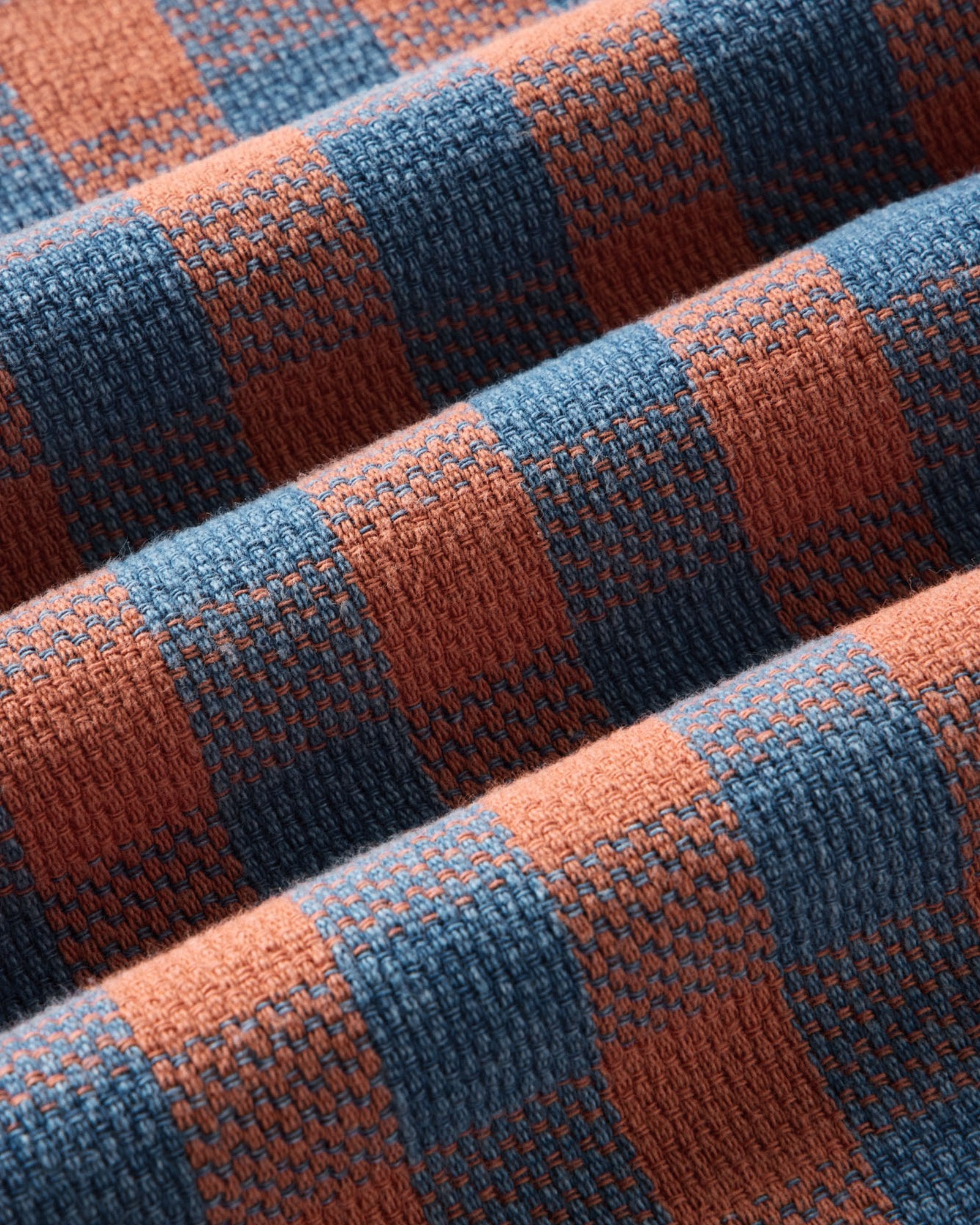 material shot of the fabric on The Division Shirt in Sunset Check, Wovens by Taylor Stitch