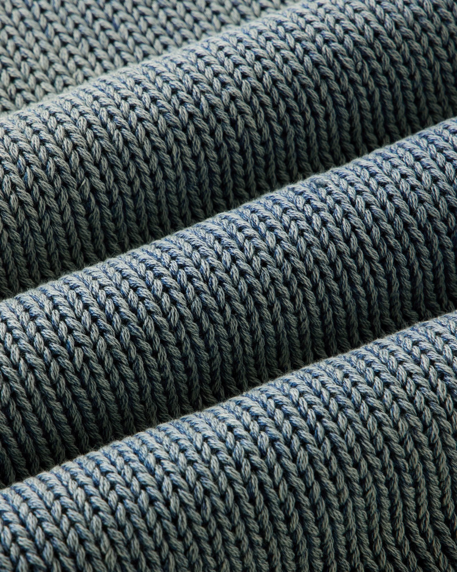 material shot of the fabric on The Dory Crew Sweater in Washed Indigo, Knits by Taylor Stitch