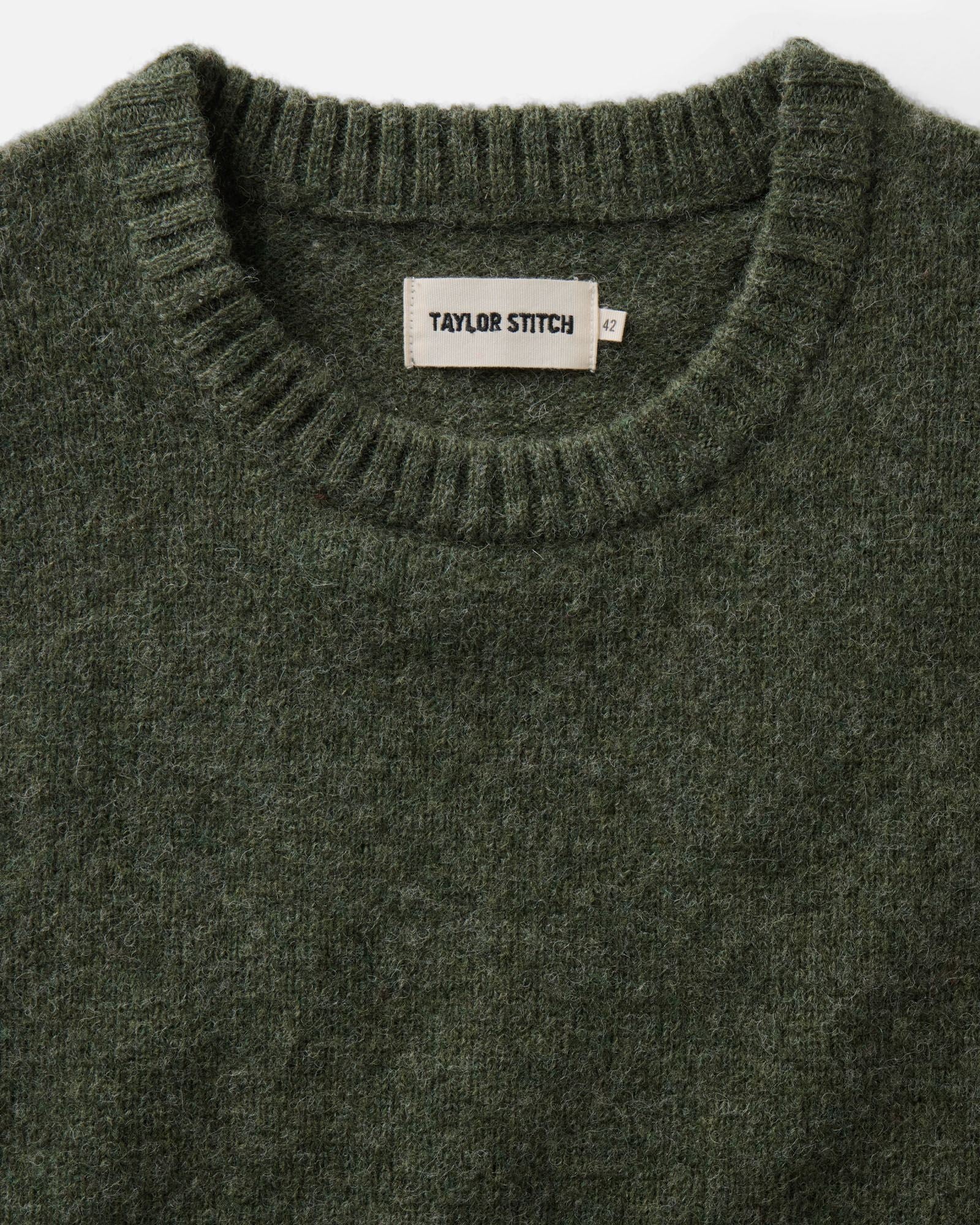 material shot of the collar on The Eastmoor Sweater in Spruce Wool, Knits by Taylor Stitch