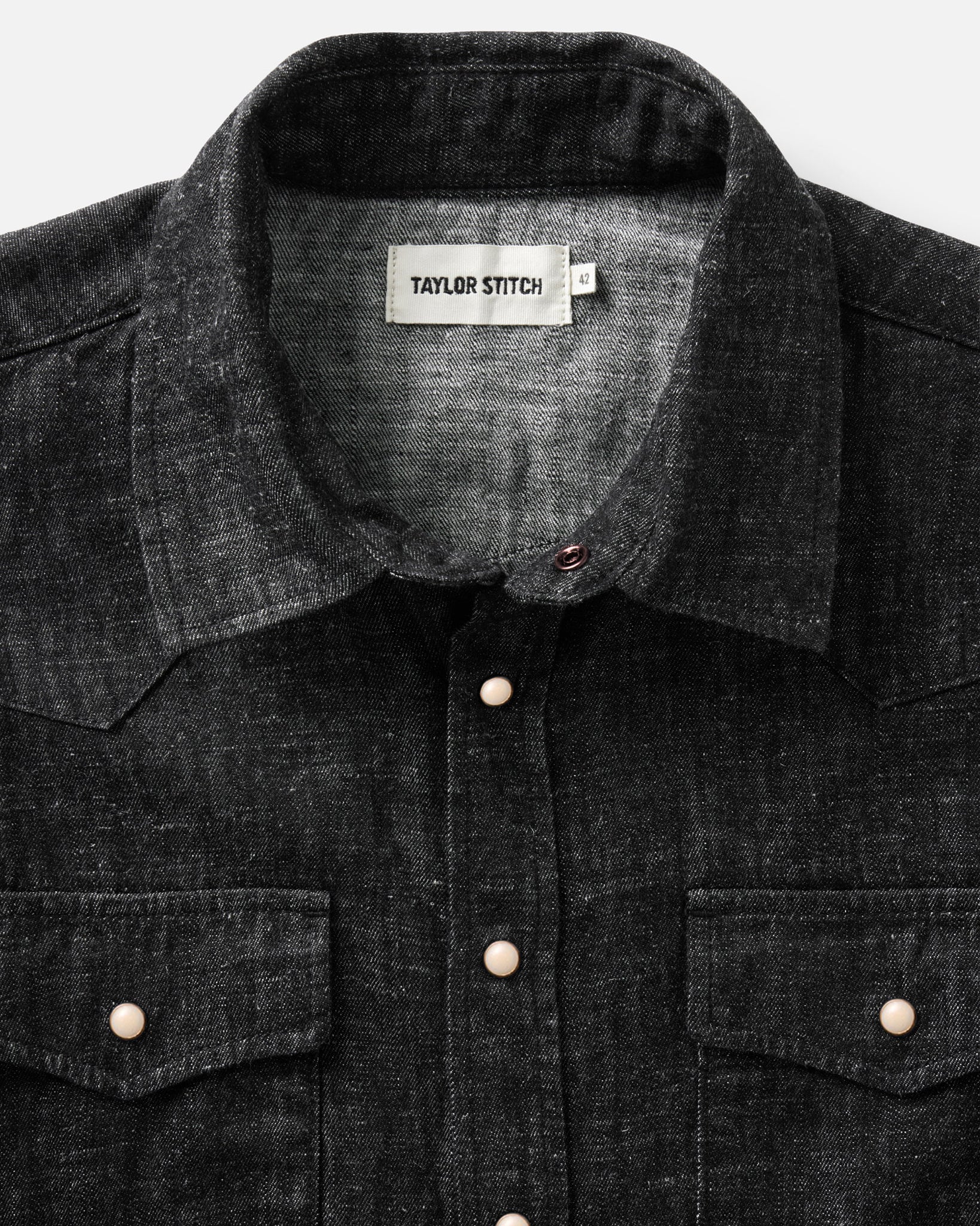flatlay of The Glacier Shirt in Black Indigo Hemp Denim, Wovens by Taylor Stitch