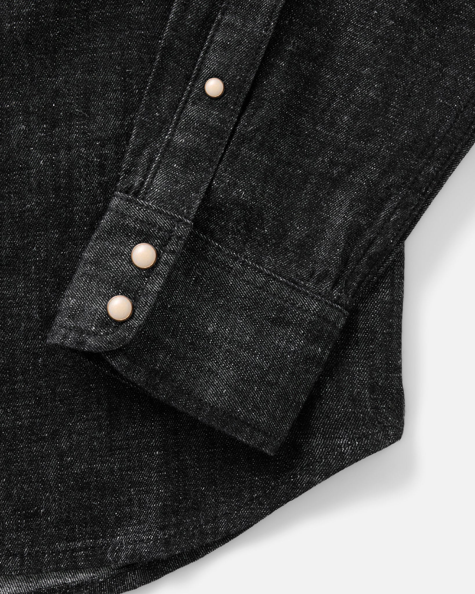 material shot of the collar on The Glacier Shirt in Black Indigo Hemp Denim, Wovens by Taylor Stitch
