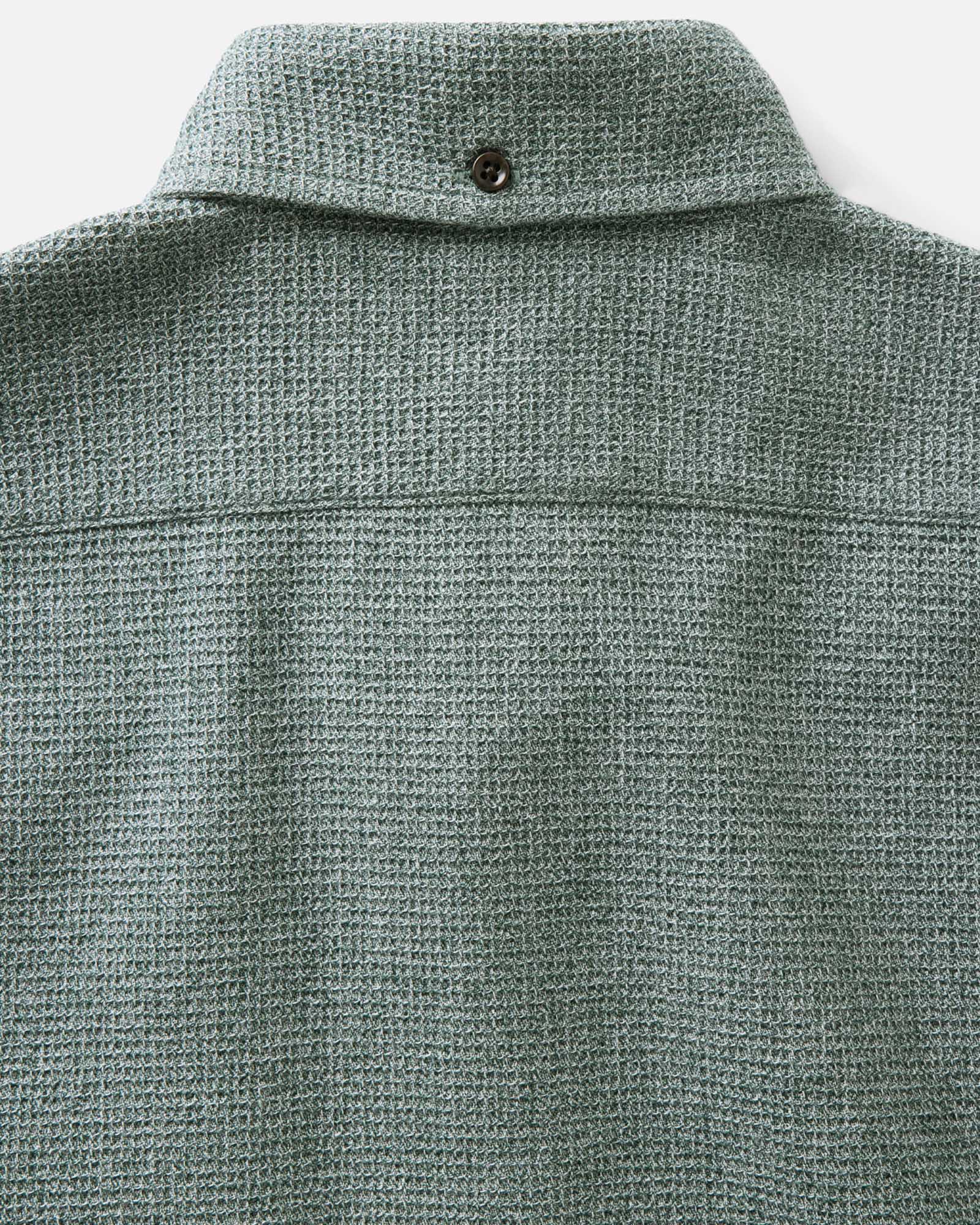 material shot of the back collar on The Jack in Pine Twist Waffle, Wovens by Taylor Stitch