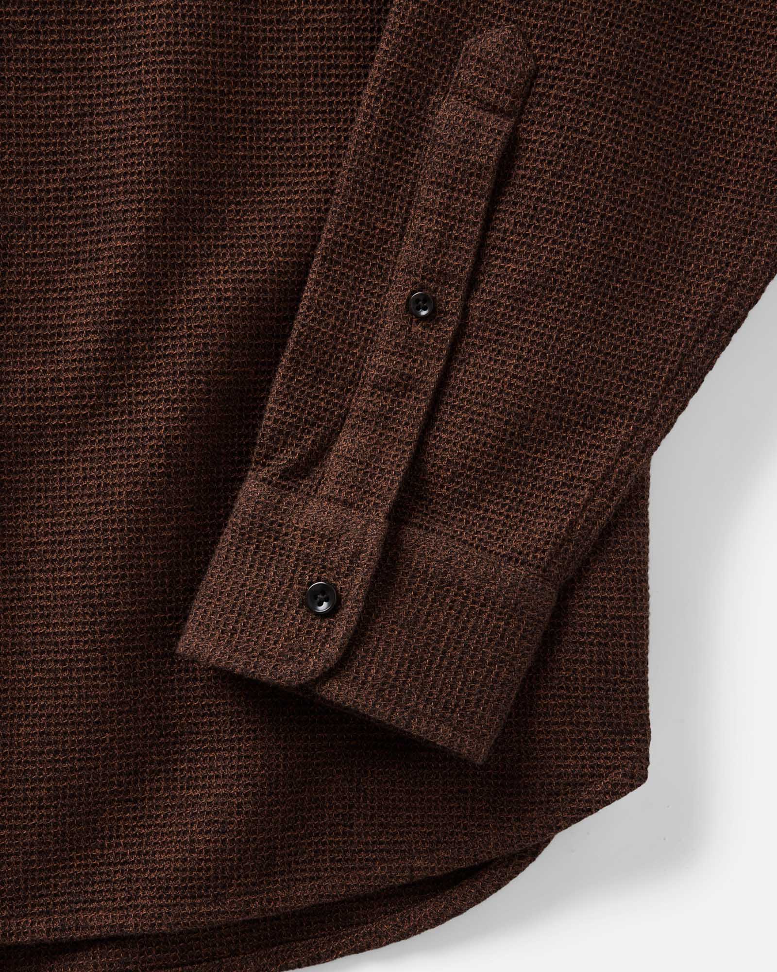 material shot of the sleeves on The Jack in Timber Twist Waffle, Wovens by Taylor Stitch