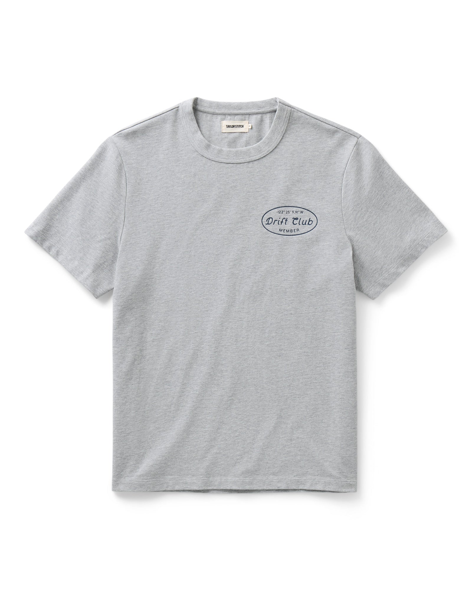 flatlay of The Organic Cotton Shop Tee in Drift Club, Knits by Taylor Stitch