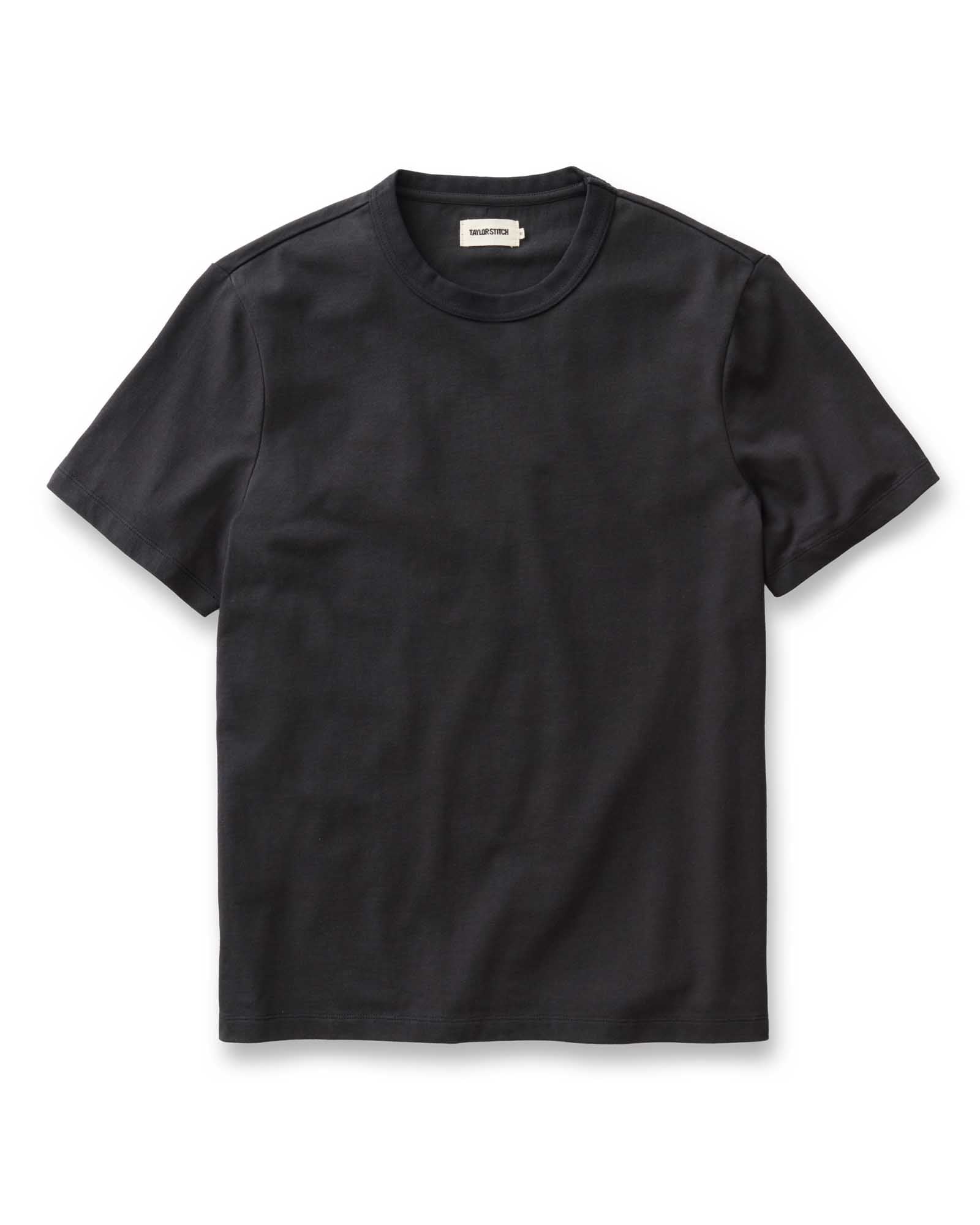 flatlay of The Organic Cotton Shop Tee in Black, Knits by Taylor Stitch
