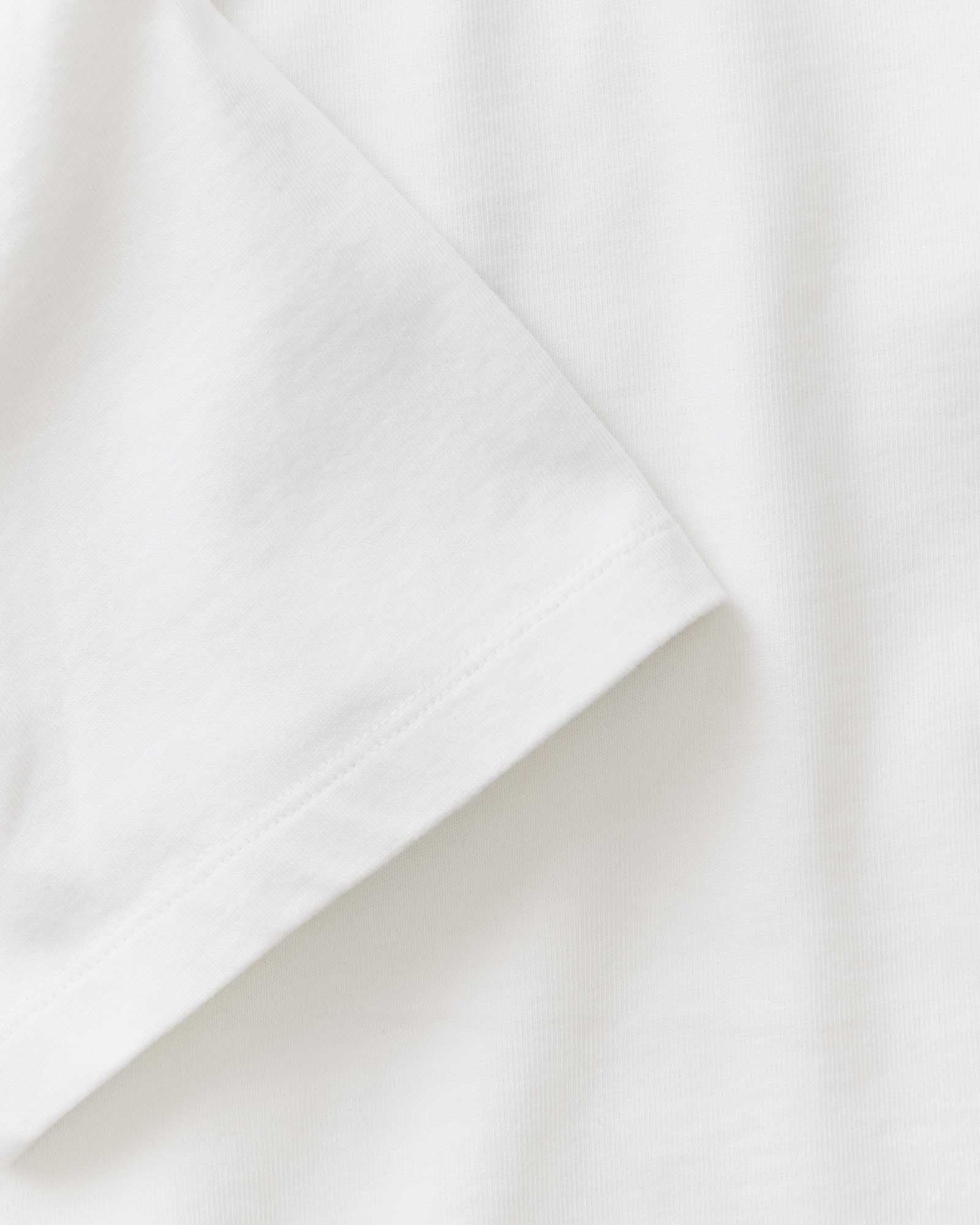 material shot of the sleeve on The Organic Cotton Shop Tee in White, Knits by Taylor Stitch