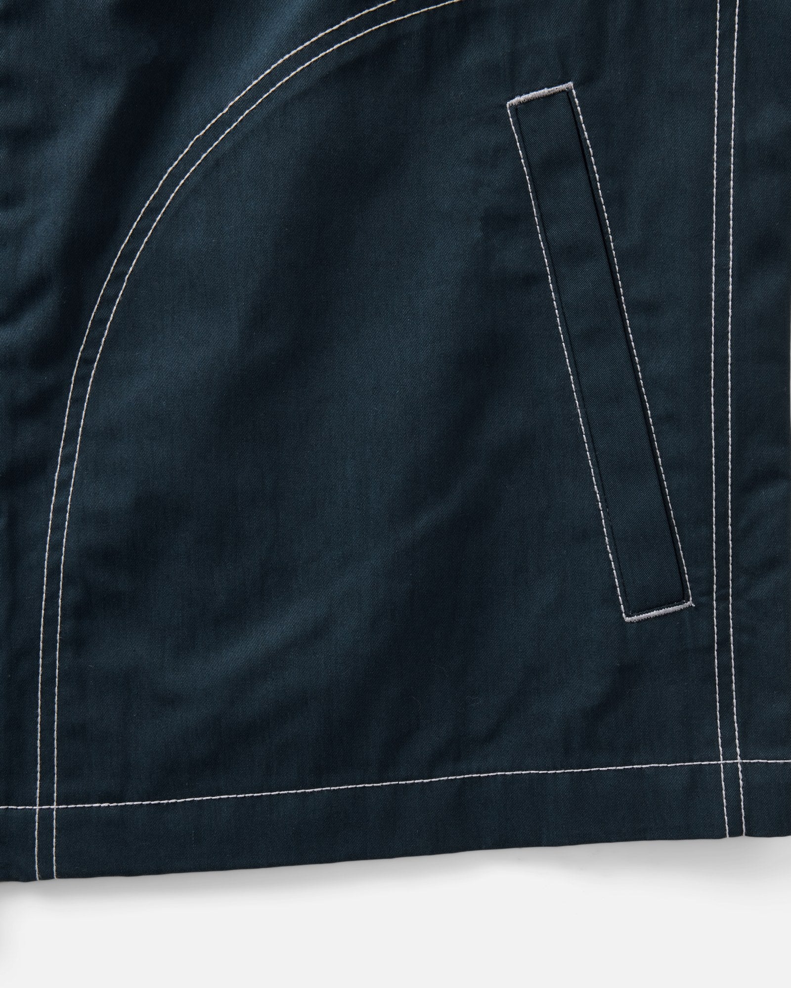 material shot of the pocket on The Shore Jacket in Navy Twill, Wovens by Taylor Stitch