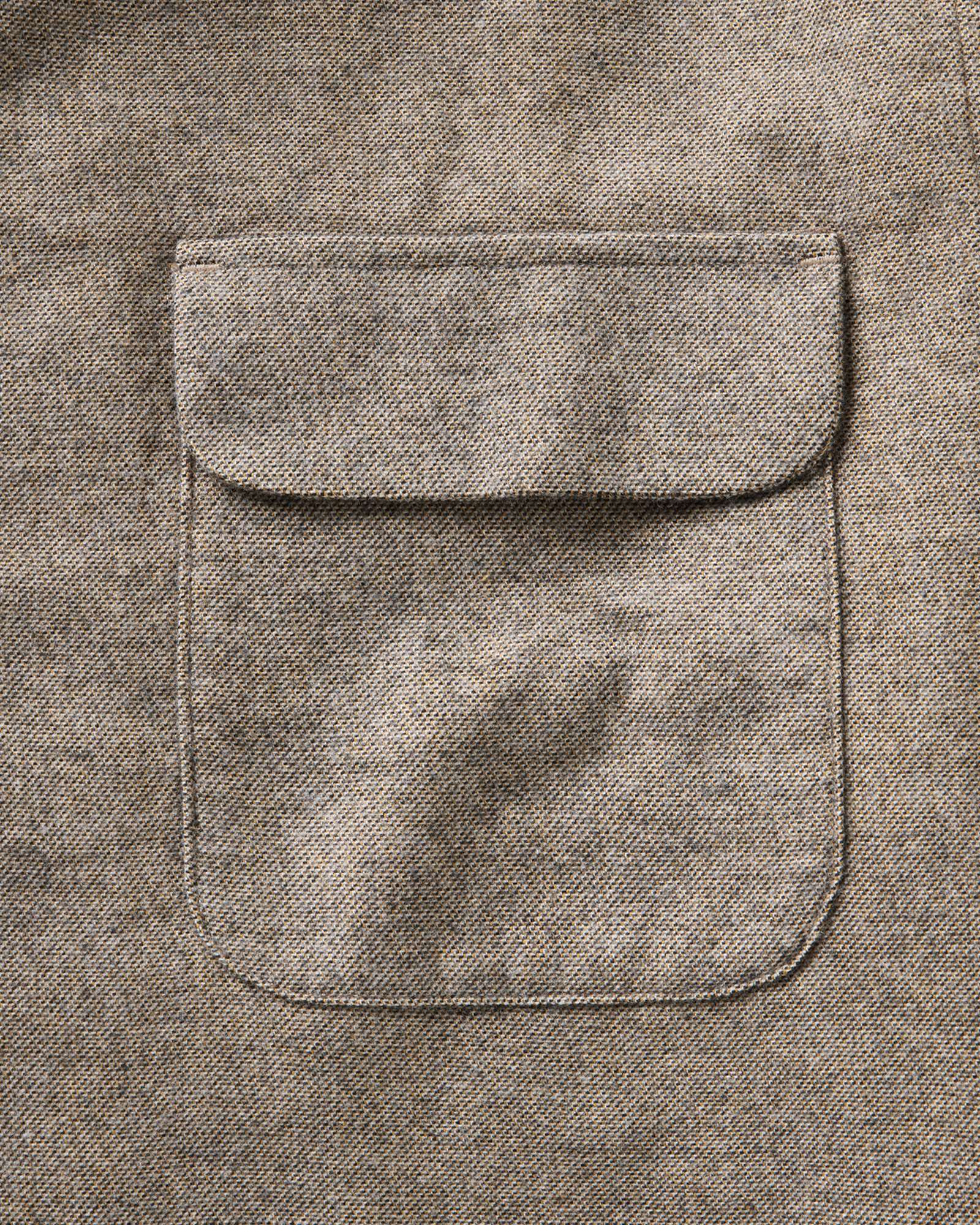 material shot of the pocket on The Shore Shirt in Driftwood Portuguese Mouline Flannel, Wovens by Taylor Stitch
