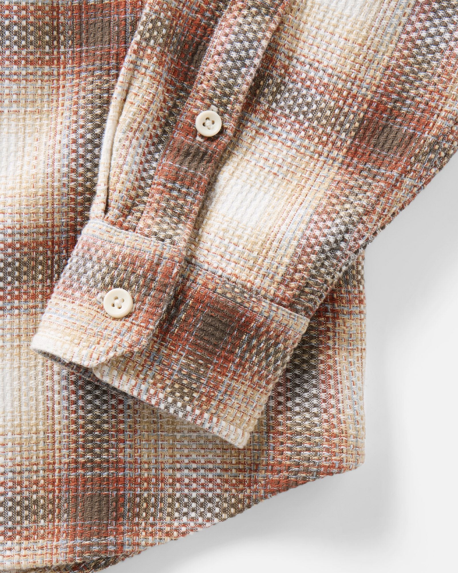 material shot of the sleeve on The Utility Shirt in Seaside Check Sashiko, Wovens by Taylor Stitch