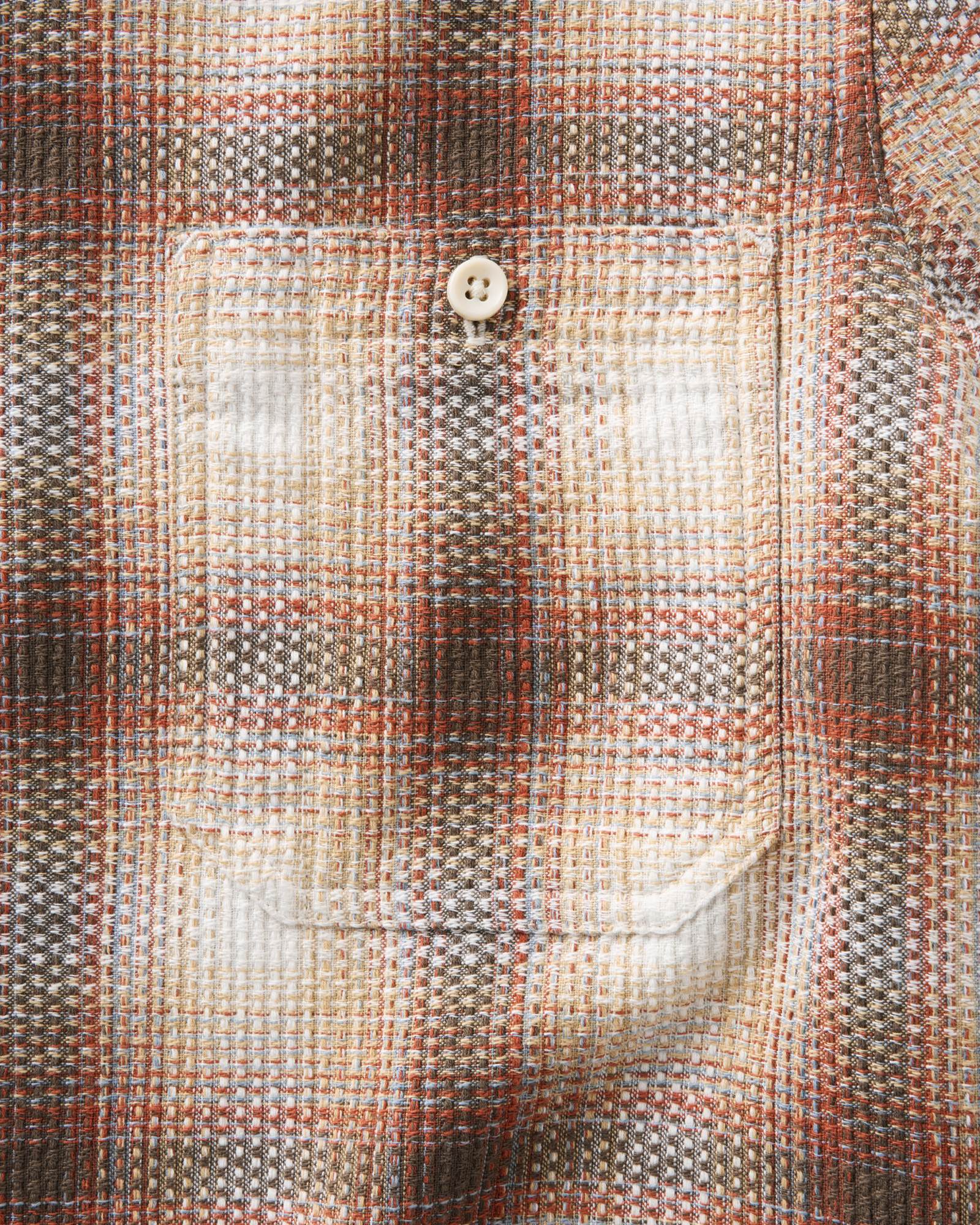 material shot of the pocket on The Utility Shirt in Seaside Check Sashiko, Wovens by Taylor Stitch