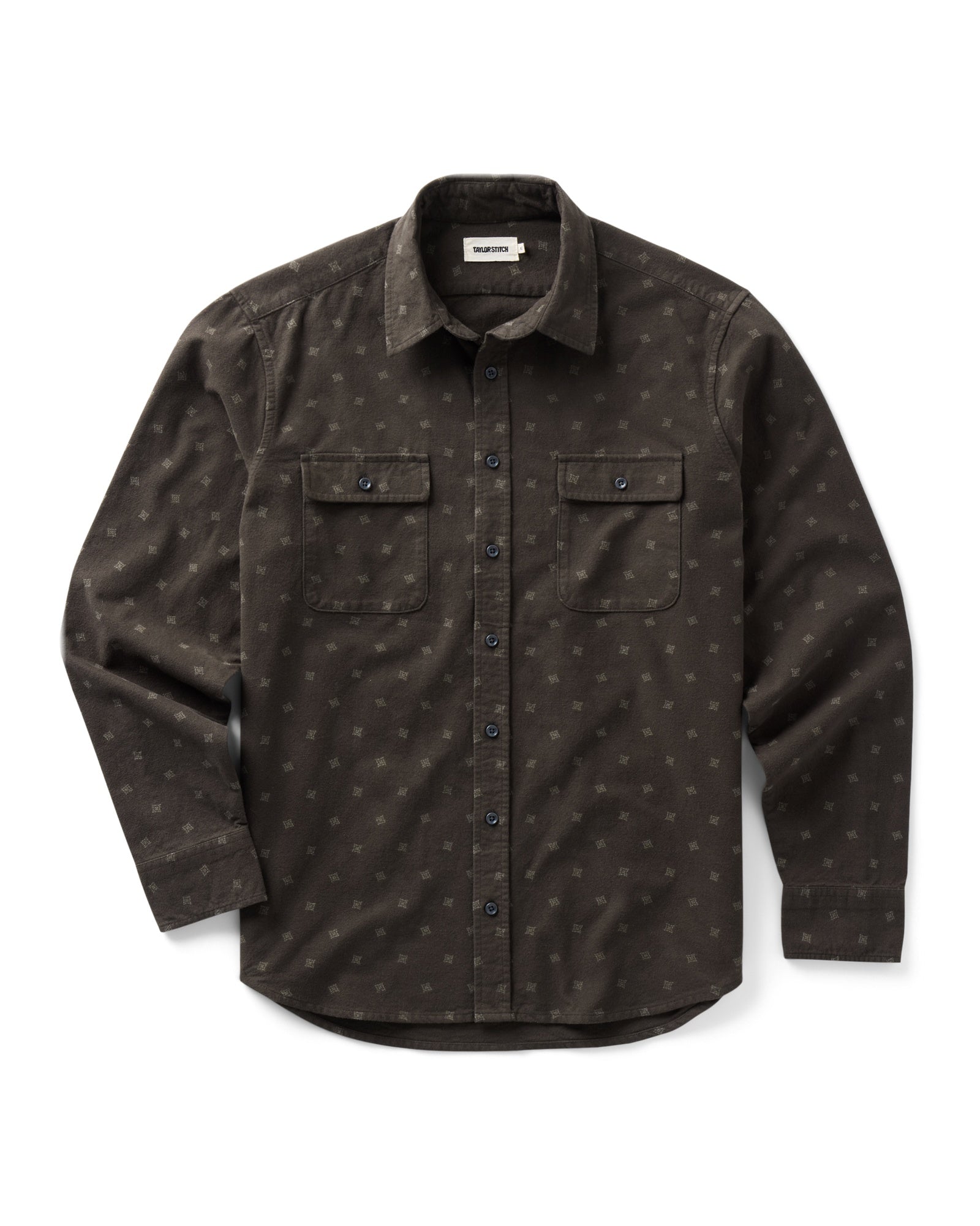 flatlay of The Yosemite Shirt in Carolina Geo, Wovens by Taylor Stitch