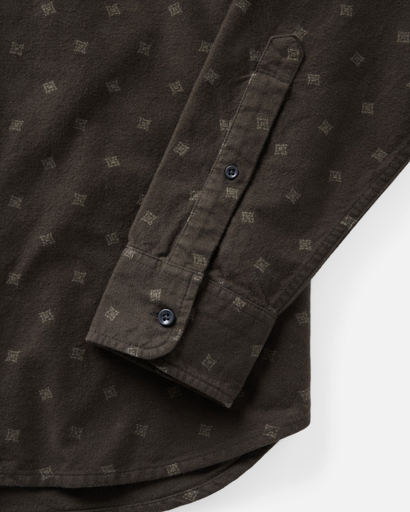 material shot of the sleeve on The Yosemite Shirt in Carolina Geo, Wovens by Taylor Stitch