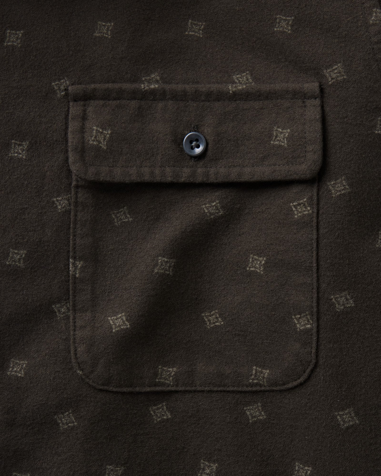 material shot of the pocket on The Yosemite Shirt in Carolina Geo, Wovens by Taylor Stitch