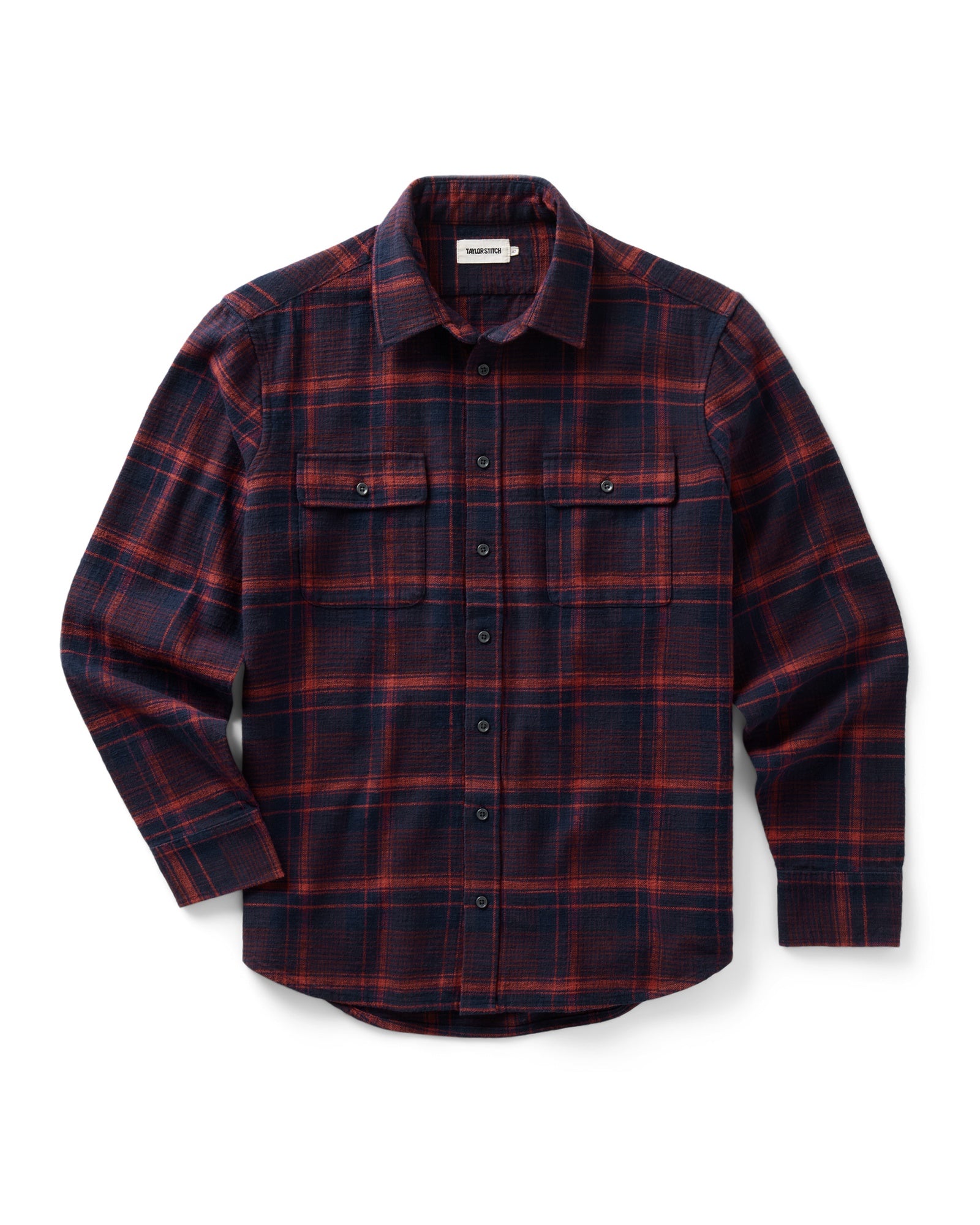flatlay of The Yosemite Shirt in Delaware Plaid, Wovens by Taylor Stitch