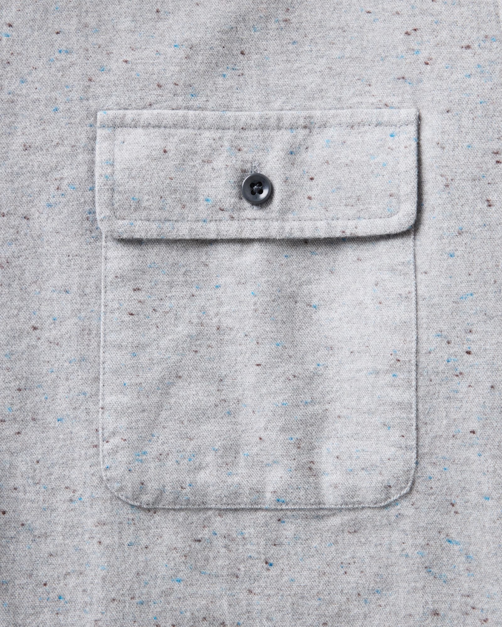 material shot of the pocket on The Yosemite Shirt in Mist Donegal, Wovens by Taylor Stitch