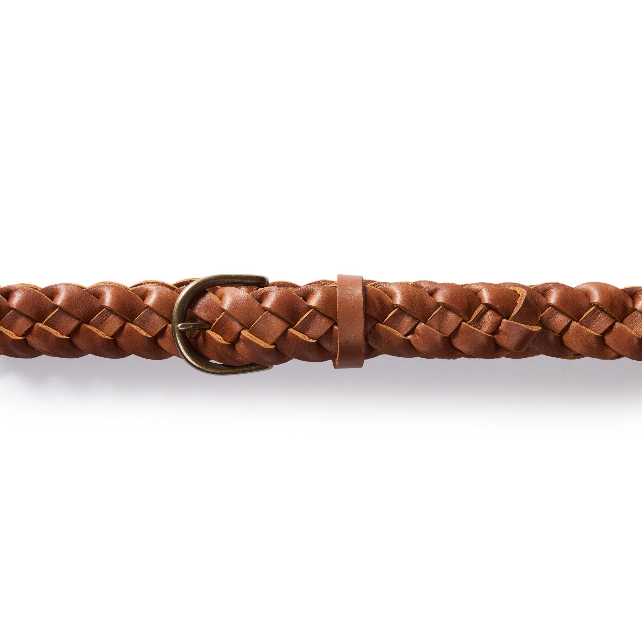 editorial image of The Braided Belt in Whiskey buckled, Accessories by Taylor Stitch