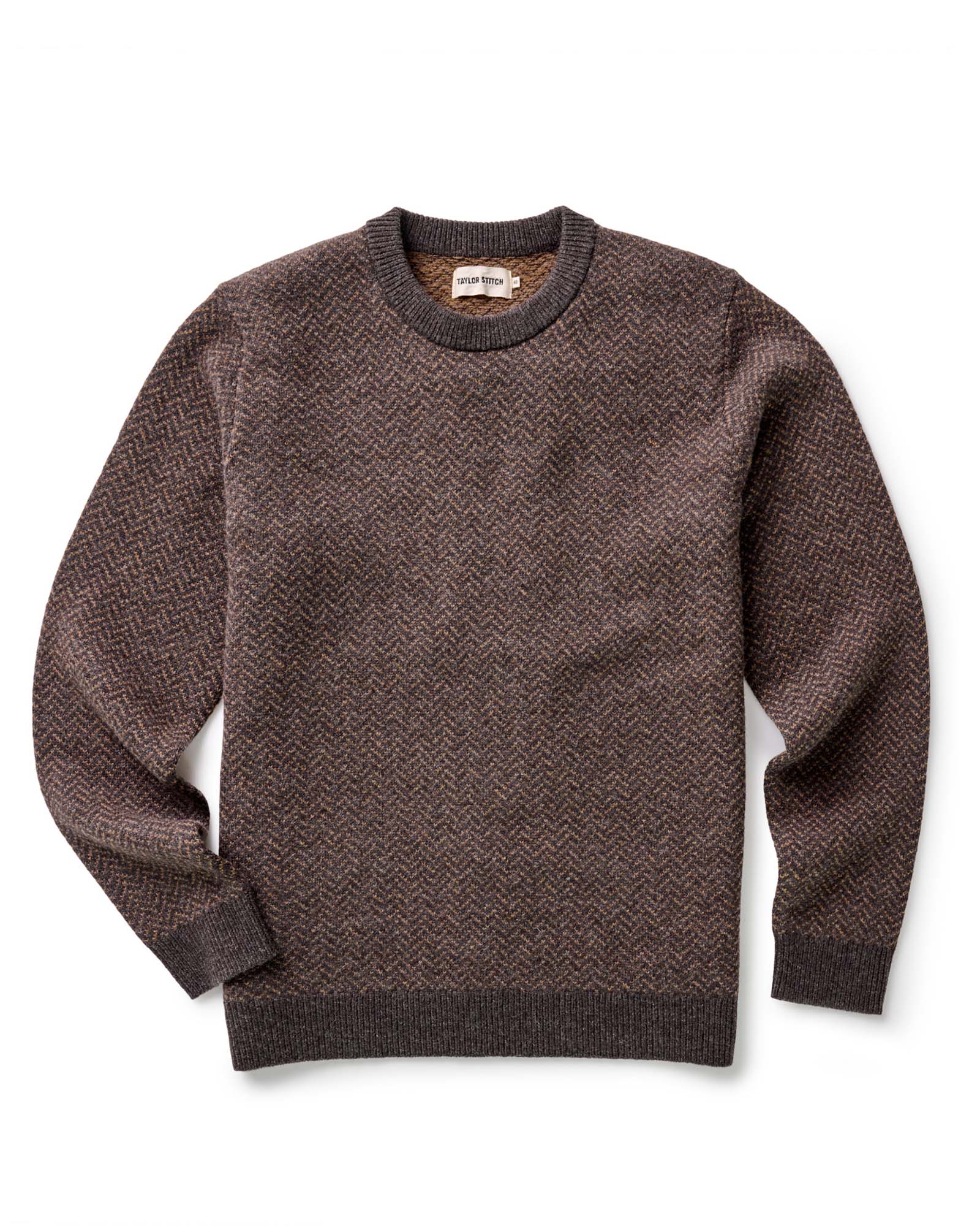 flatlay of The Eddy Crew in Coffee Herringbone, Knits by Taylor Stitch