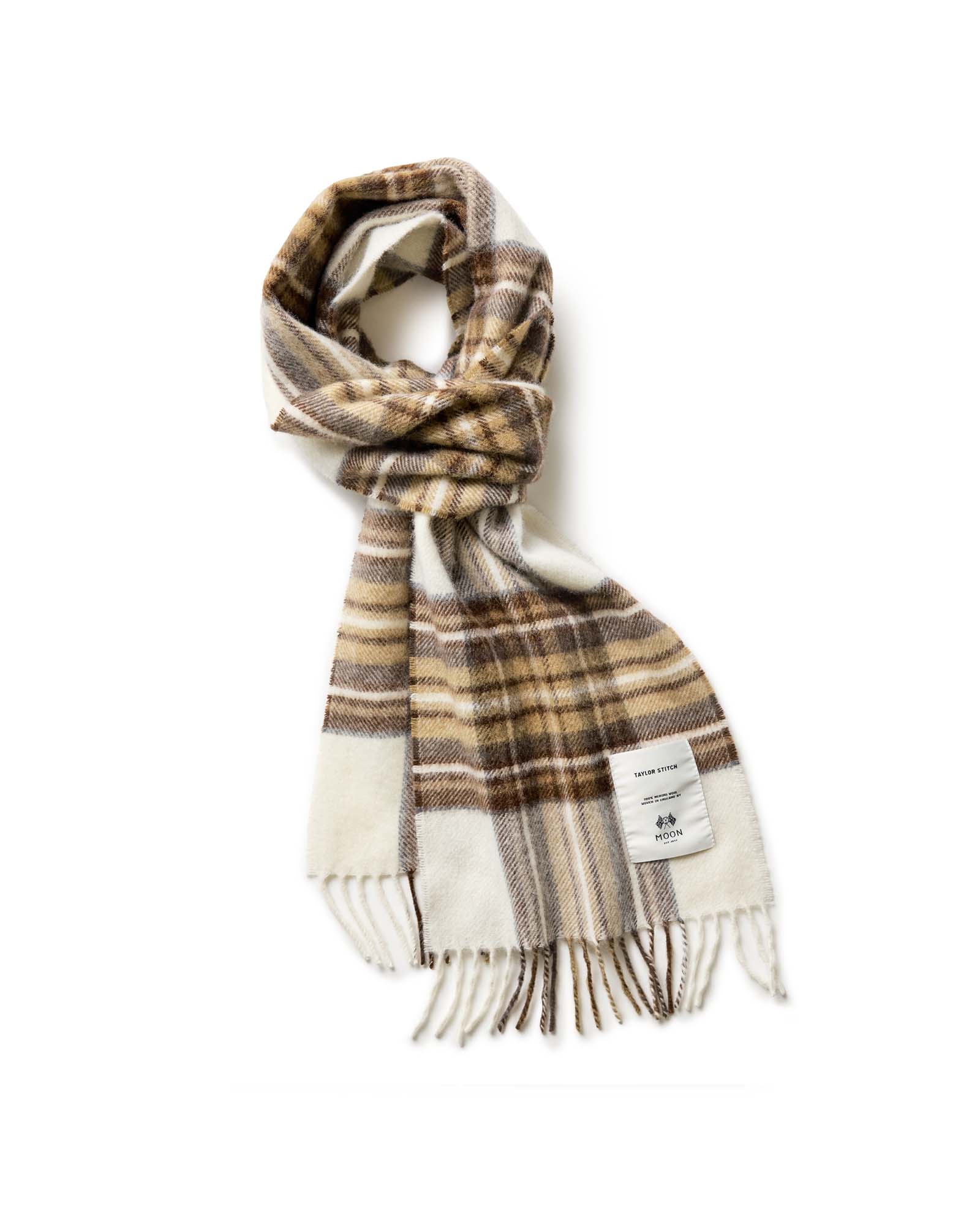 editorial image of The Fireside Scarf in Butterscotch Plaid, Accessories by Taylor Stitch