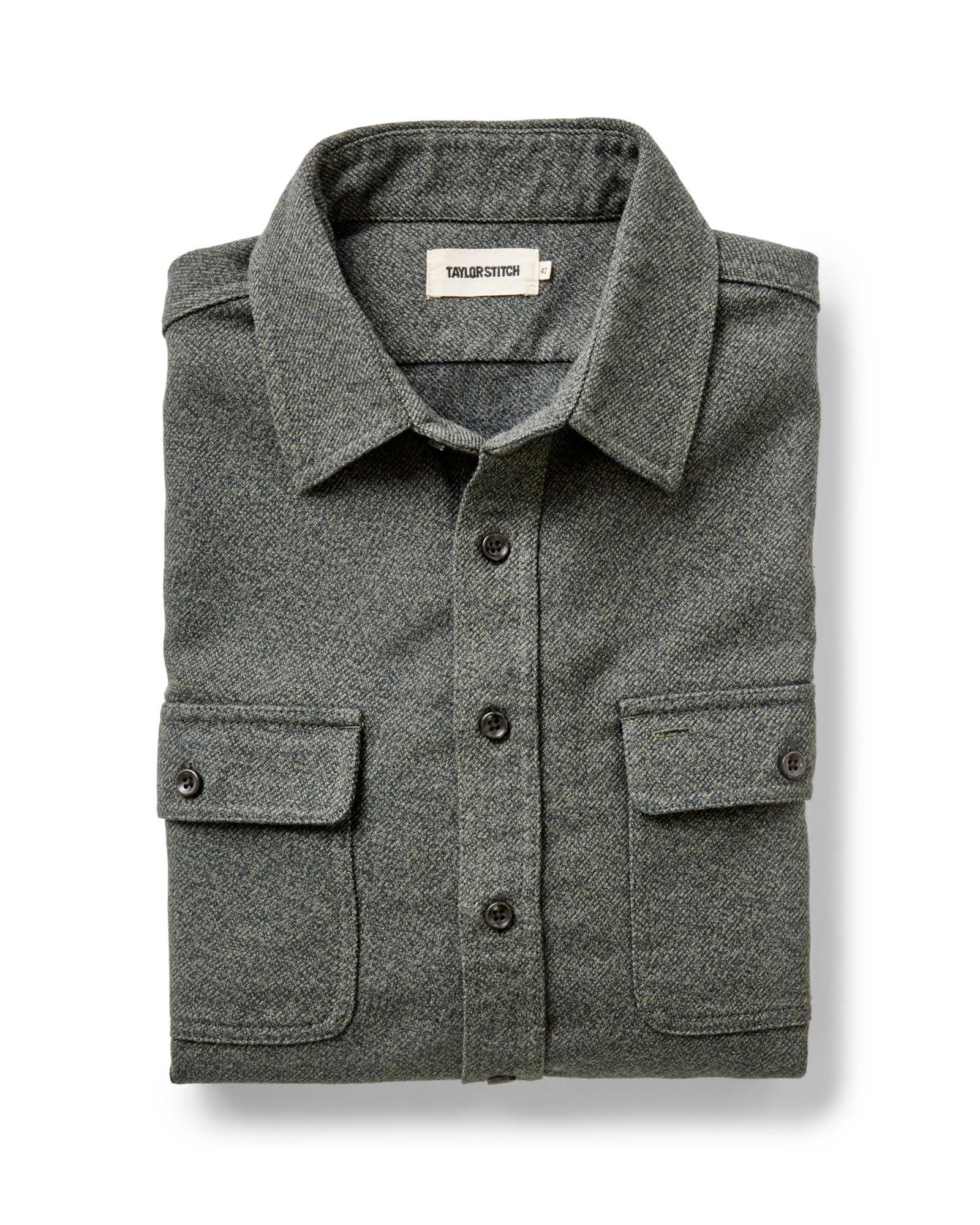 folded flatlay of The Ledge Shirt in Pine Twist, Wovens by Taylor Stitch
