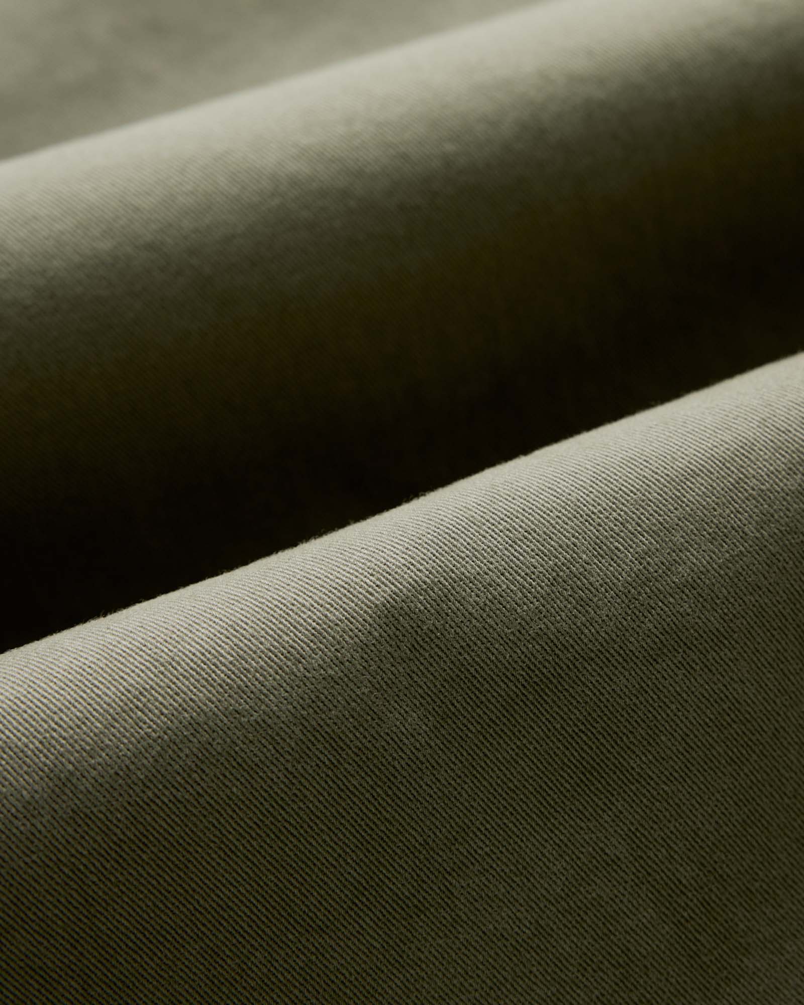 material shot of the fabric on The Ojai Jacket in Organic Smoked Olive Foundation Twill, Outerwear by Taylor Stitch