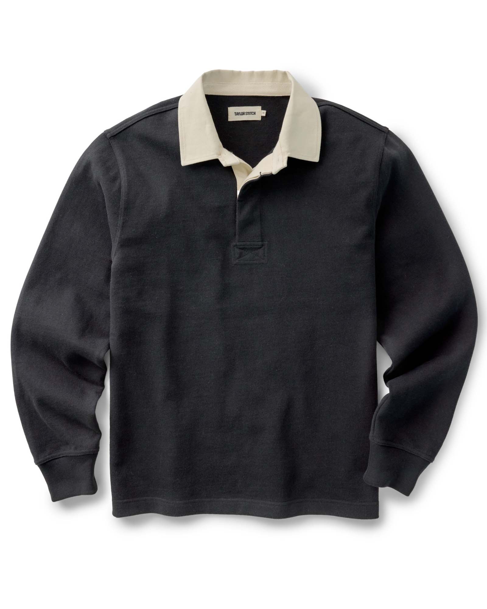 flatlay of The Rugby Shirt in Coal, Knits by Taylor Stitch