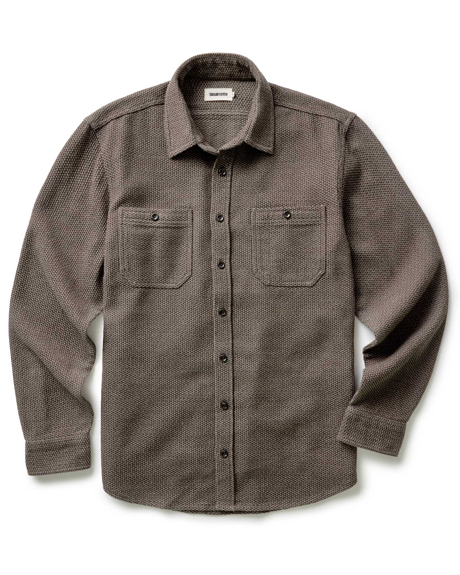flatlay of The Utility Shirt in Mulch Sashiko, Wovens by Taylor Stitch