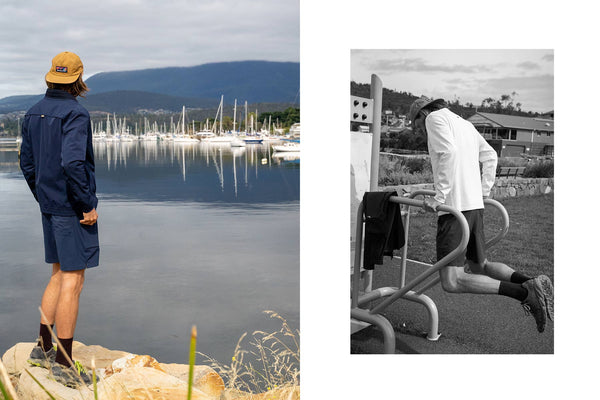 majell working out by the water