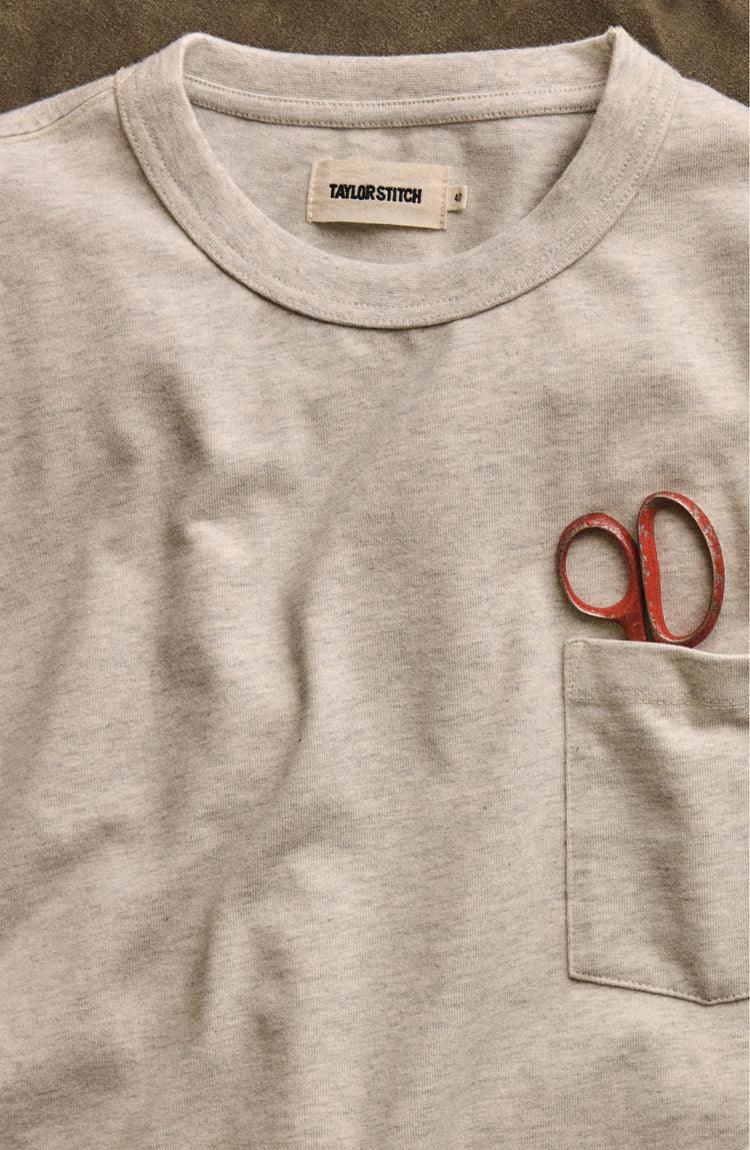 editorial flatlay of The Long Sleeve Shop Tee in Oat Twist
